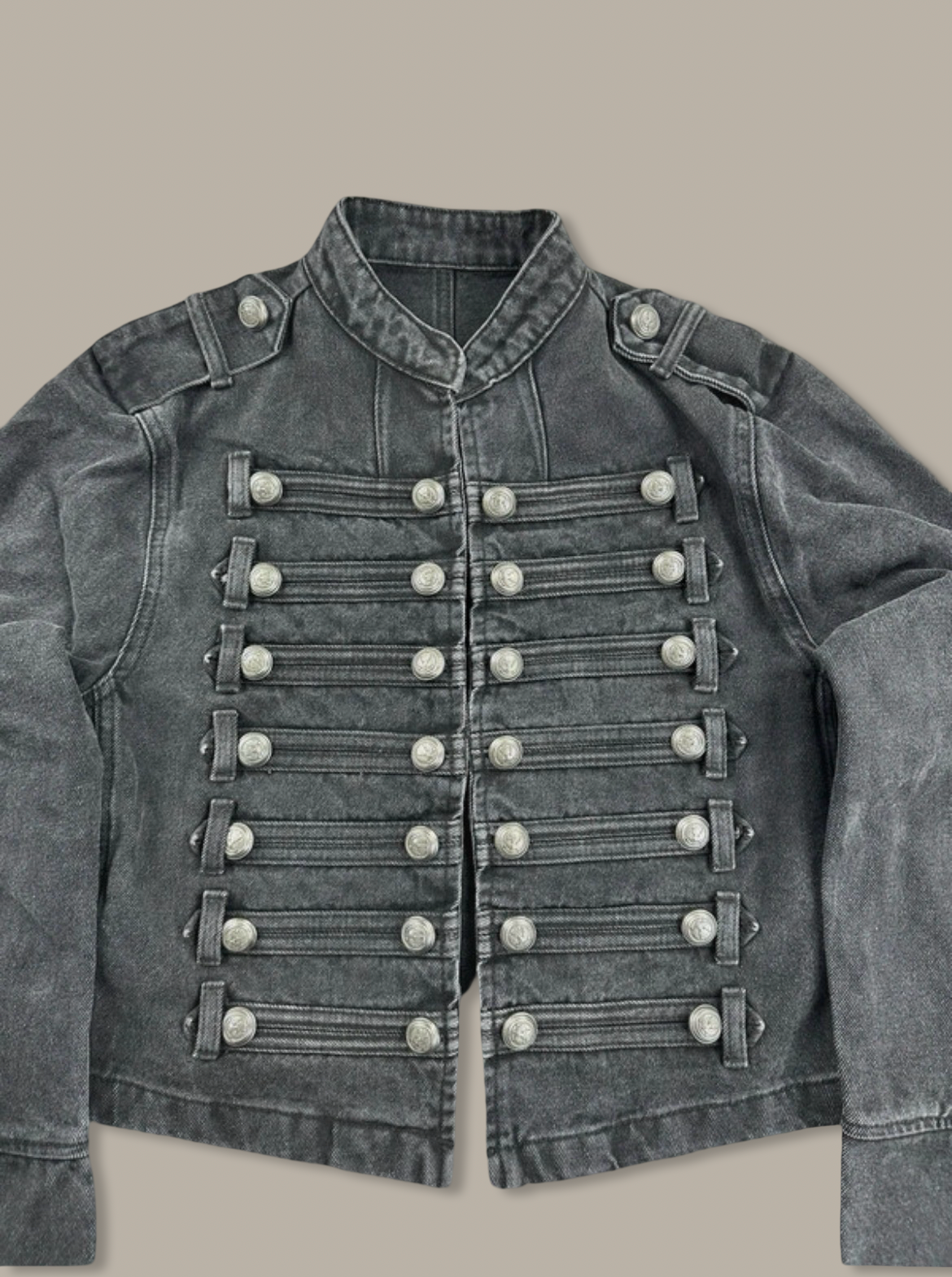 Napoleon Denim Canvas Cropped Jacket Nero