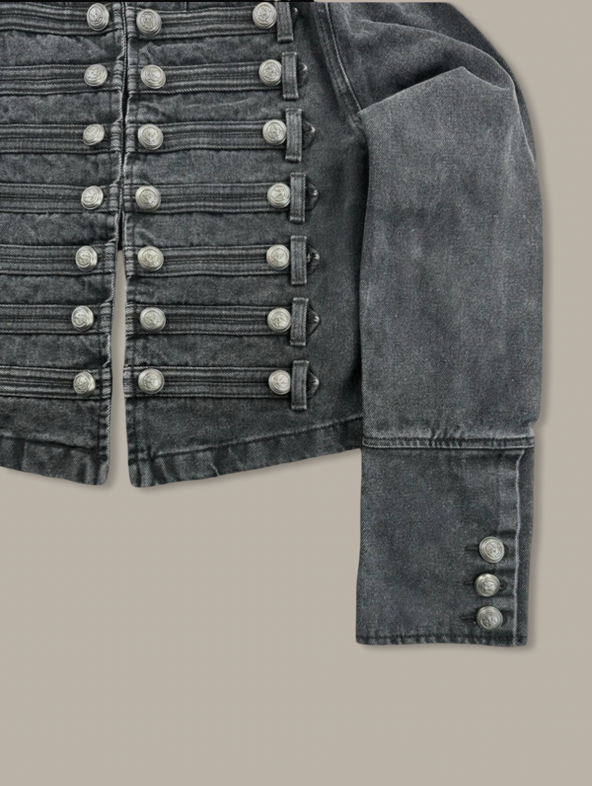 Napoleon Denim Canvas Cropped Jacket Nero
