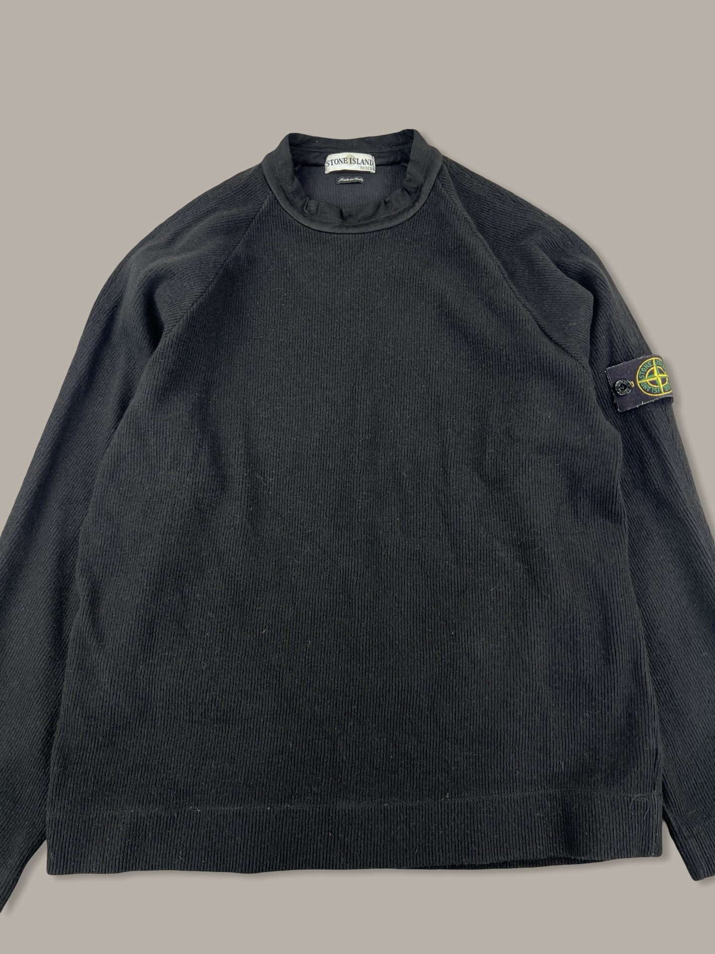 Stone Island Vintage Ribbed Cotton Jumper Maglione Girocollo Nero XL