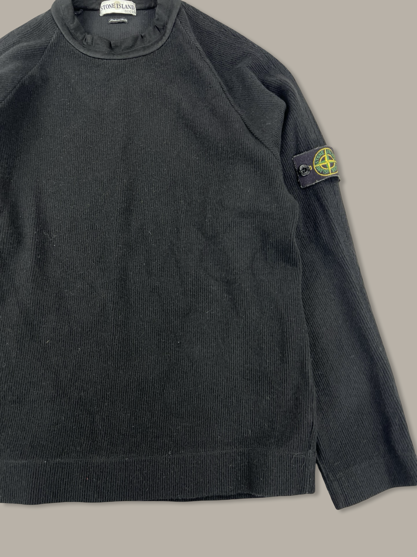 Stone Island Vintage Ribbed Cotton Jumper Maglione Girocollo Nero XL