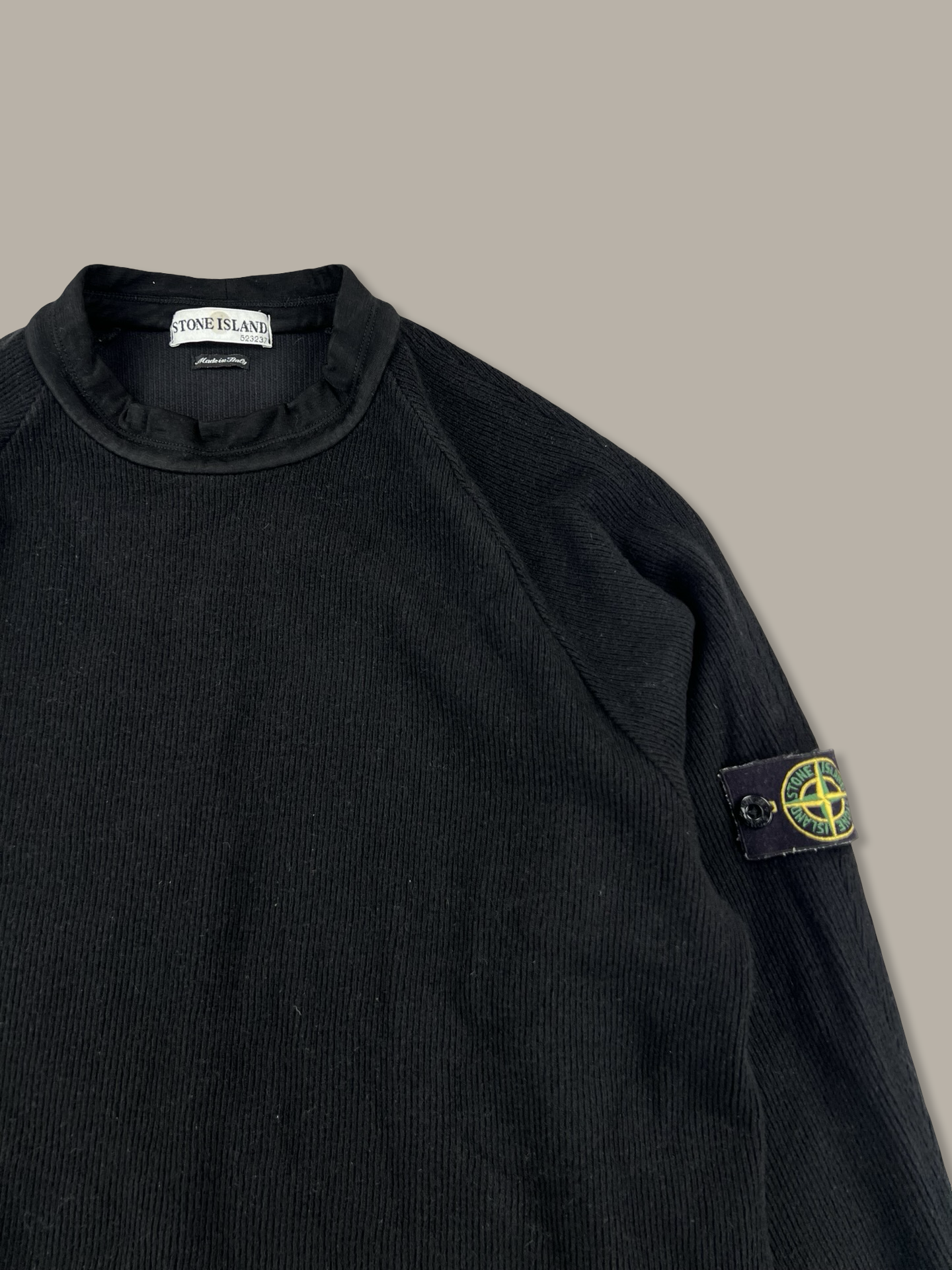 Stone Island Vintage Ribbed Cotton Jumper Maglione Girocollo Nero XL