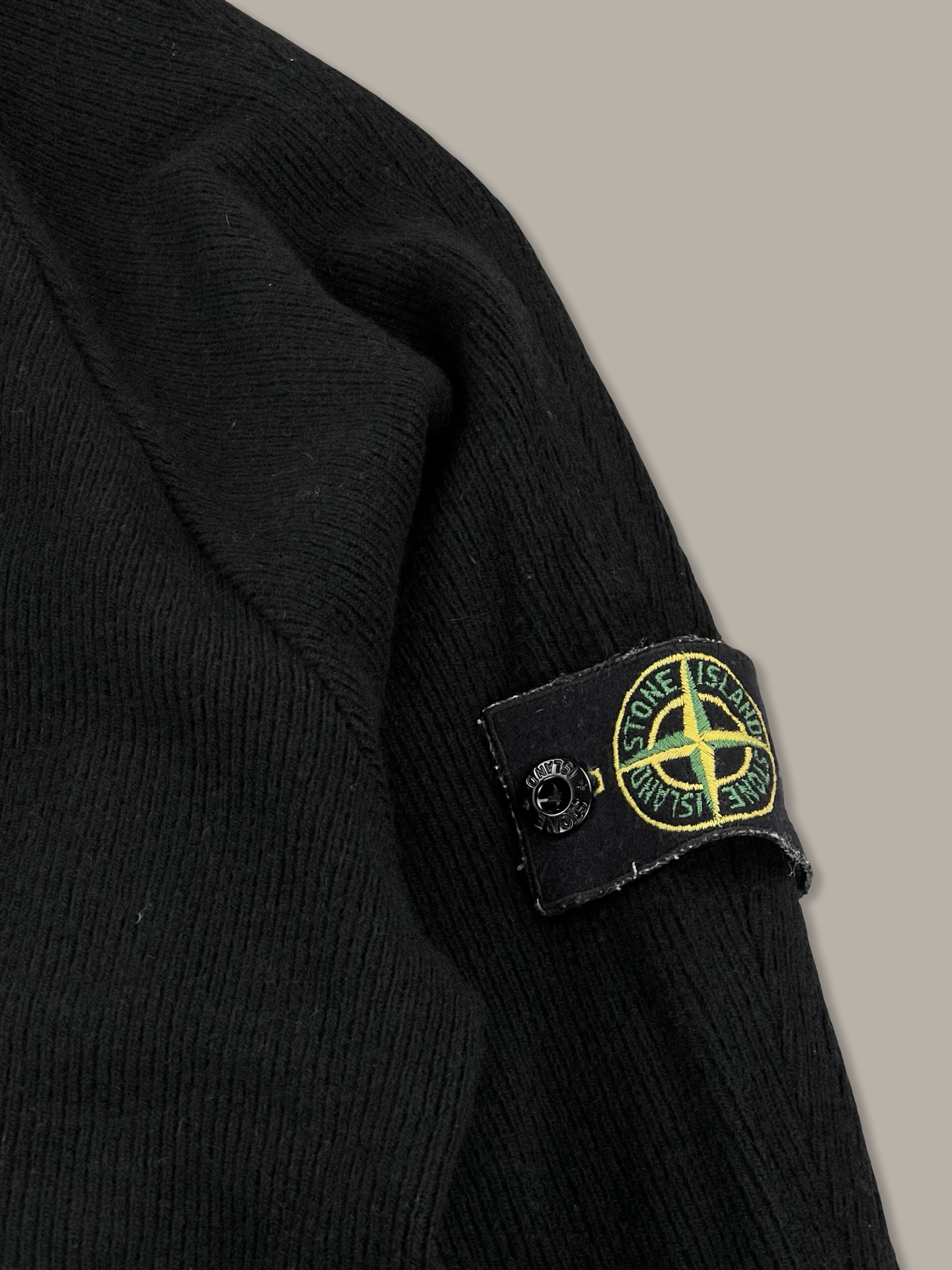 Stone Island Vintage Ribbed Cotton Jumper Maglione Girocollo Nero XL