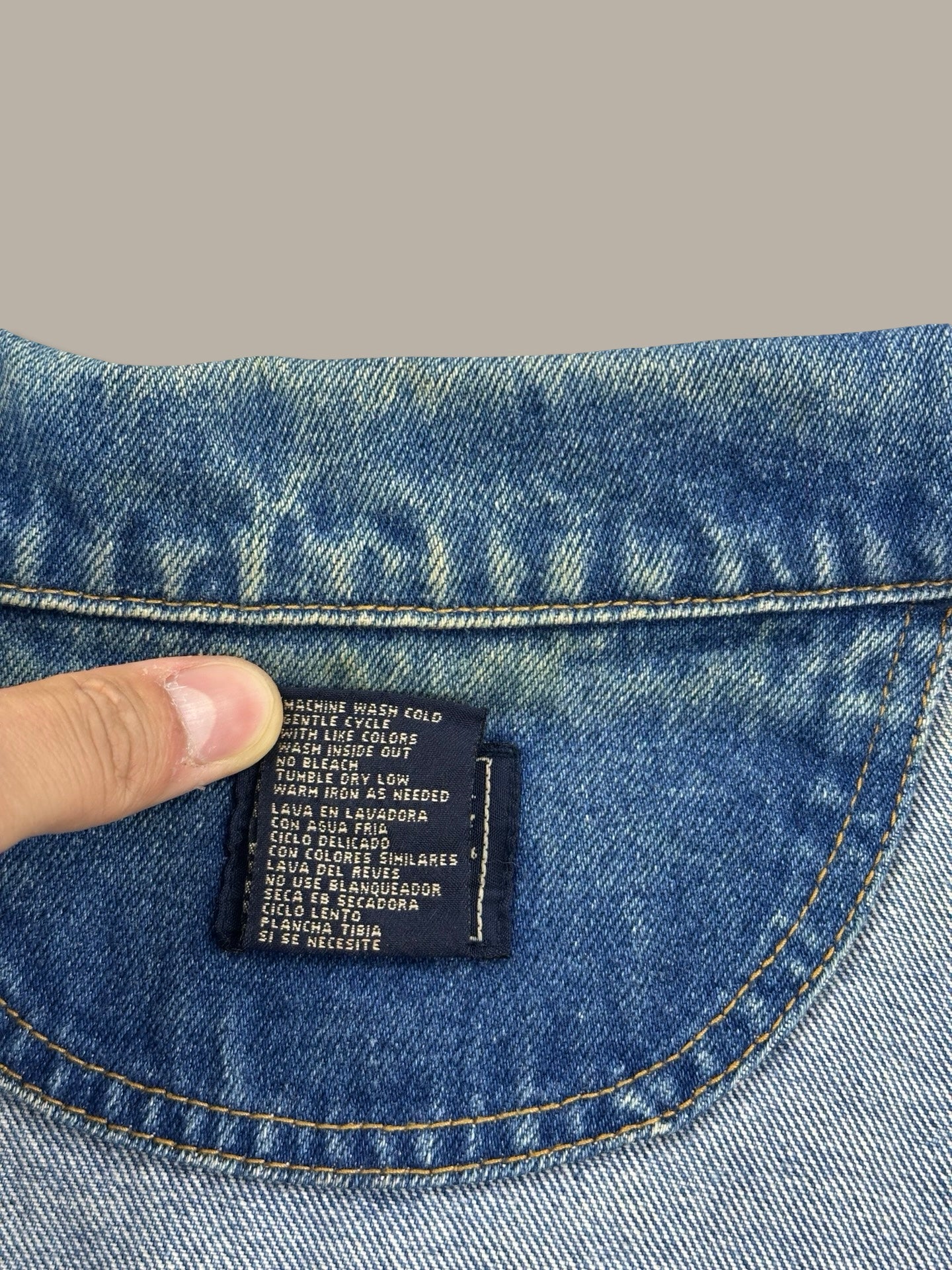 Vintage Route 66 Faded Denim Cropped Jacket Blue Navy M