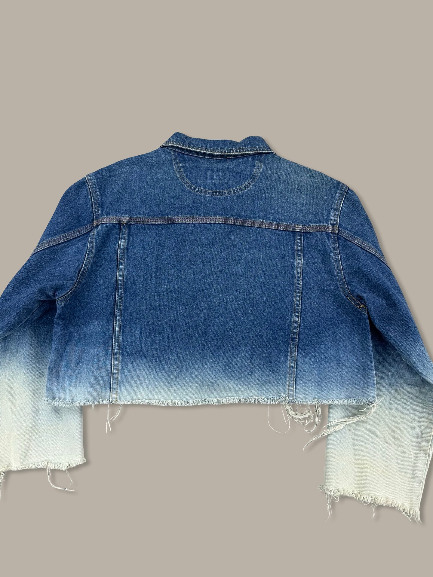 Vintage Route 66 Faded Denim Cropped Jacket Blue Navy M