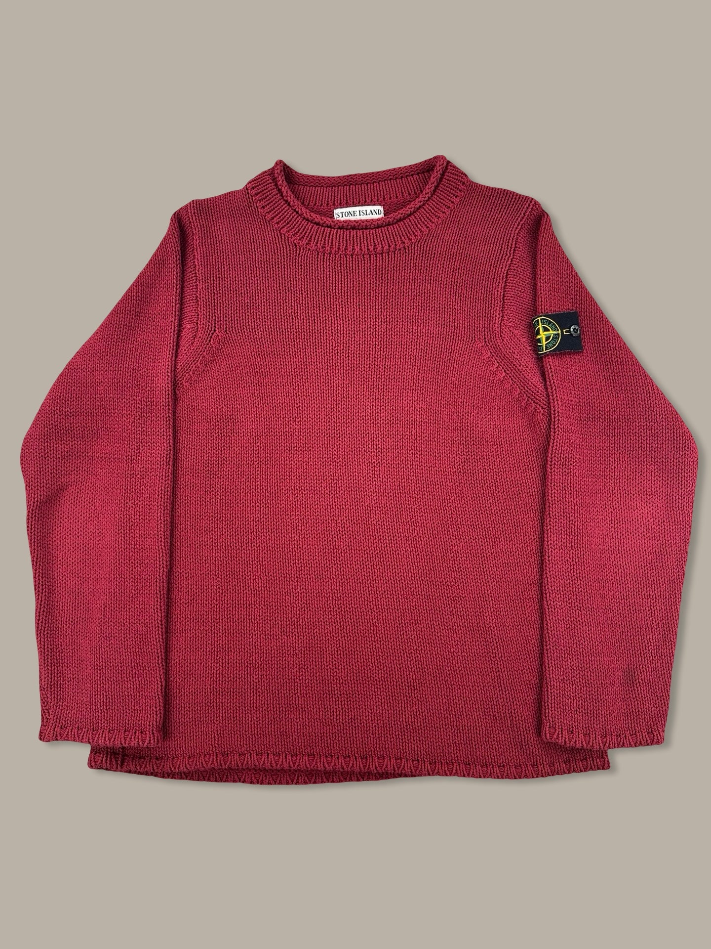 Stone Island Vintage Ribbed Wool Jumper Maglione Girocollo Rosso L