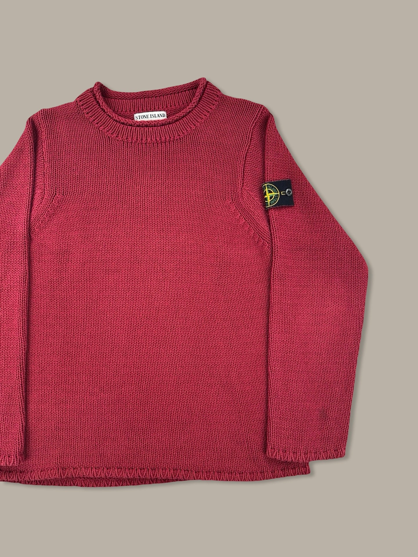 Stone Island Vintage Ribbed Wool Jumper Maglione Girocollo Rosso L