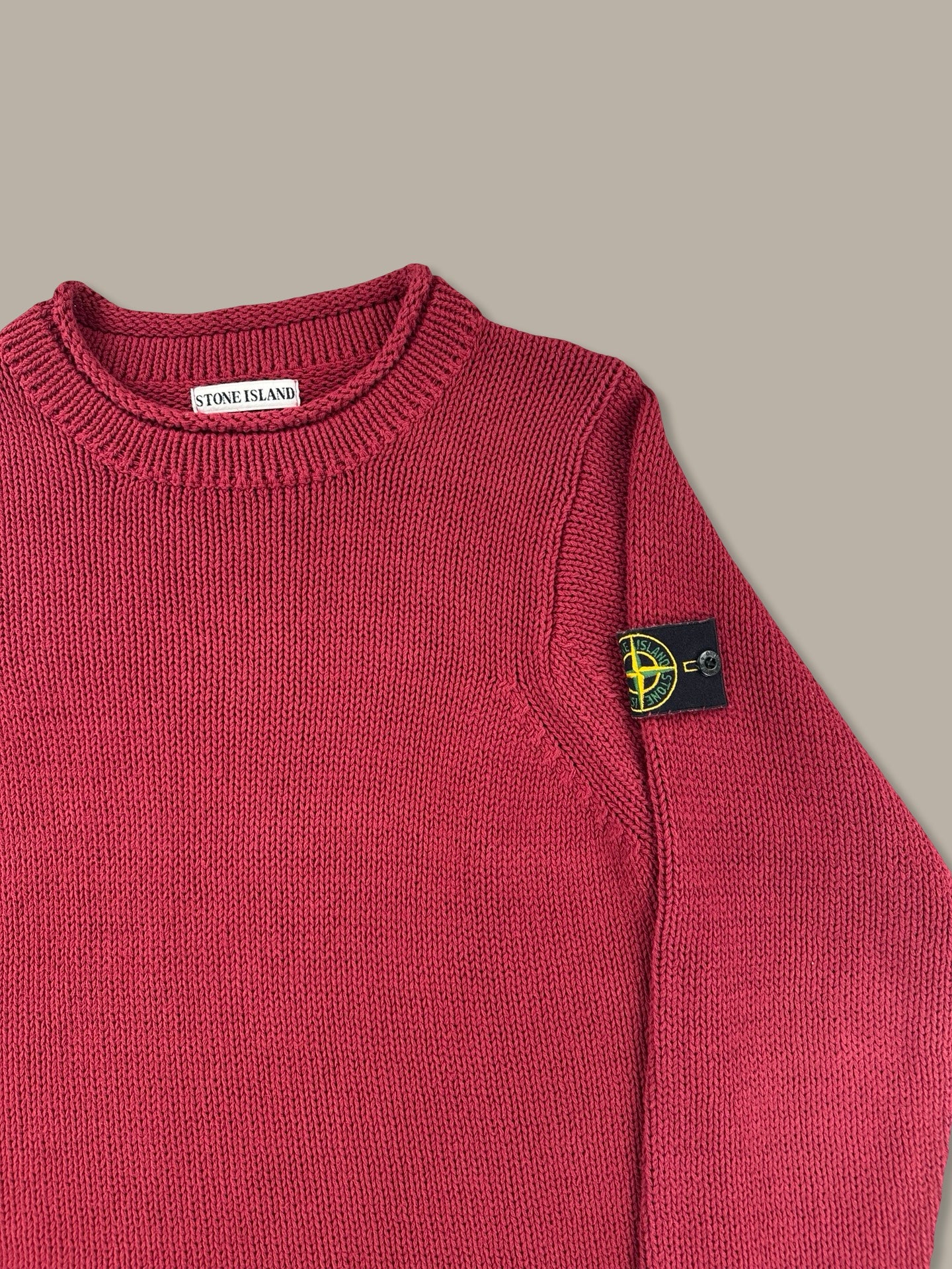 Stone Island Vintage Ribbed Wool Jumper Maglione Girocollo Rosso L