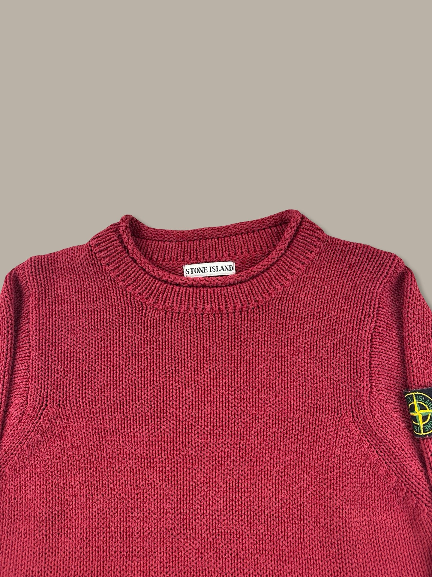Stone Island Vintage Ribbed Wool Jumper Maglione Girocollo Rosso L