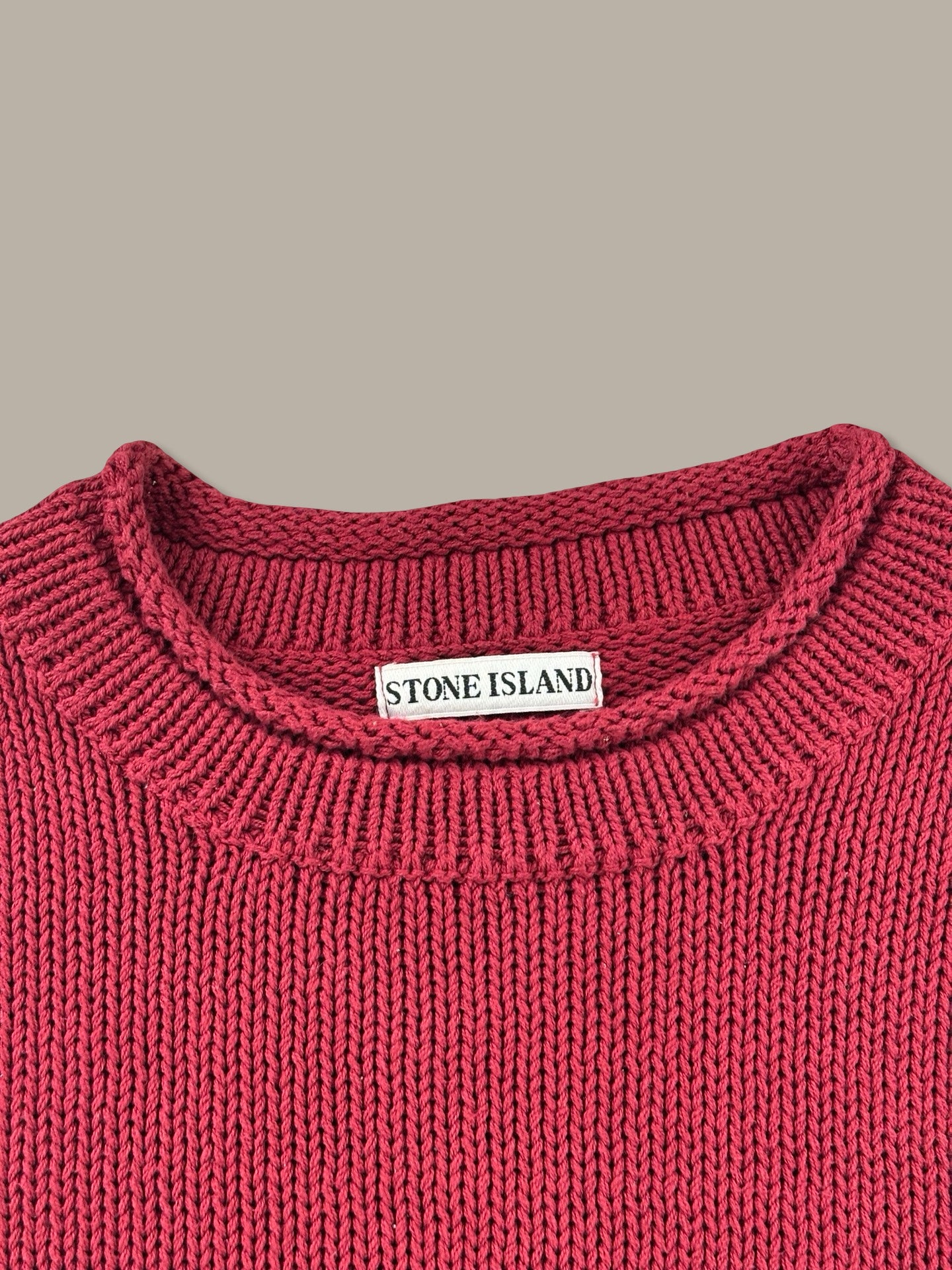 Stone Island Vintage Ribbed Wool Jumper Maglione Girocollo Rosso L