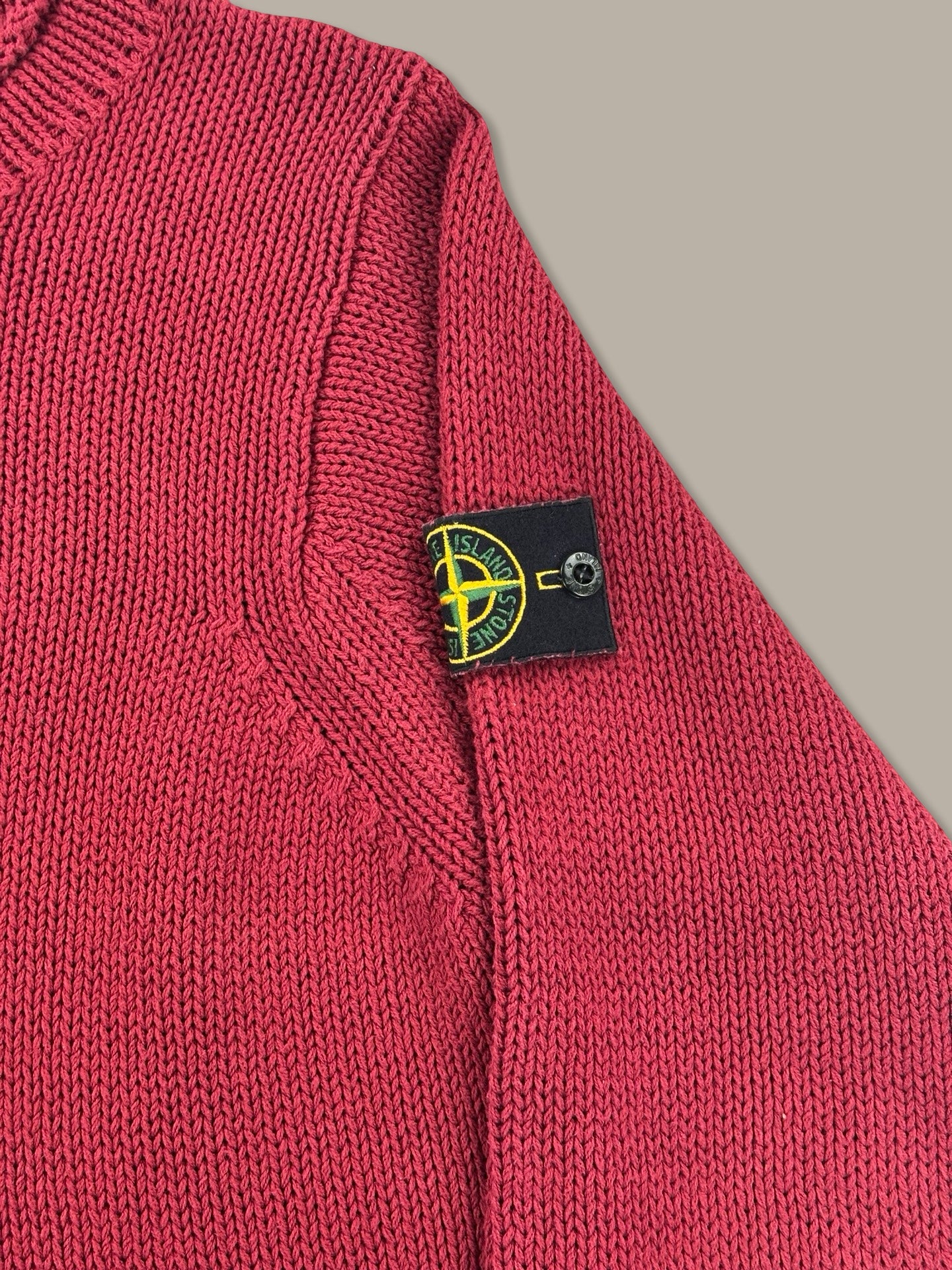 Stone Island Vintage Ribbed Wool Jumper Maglione Girocollo Rosso L
