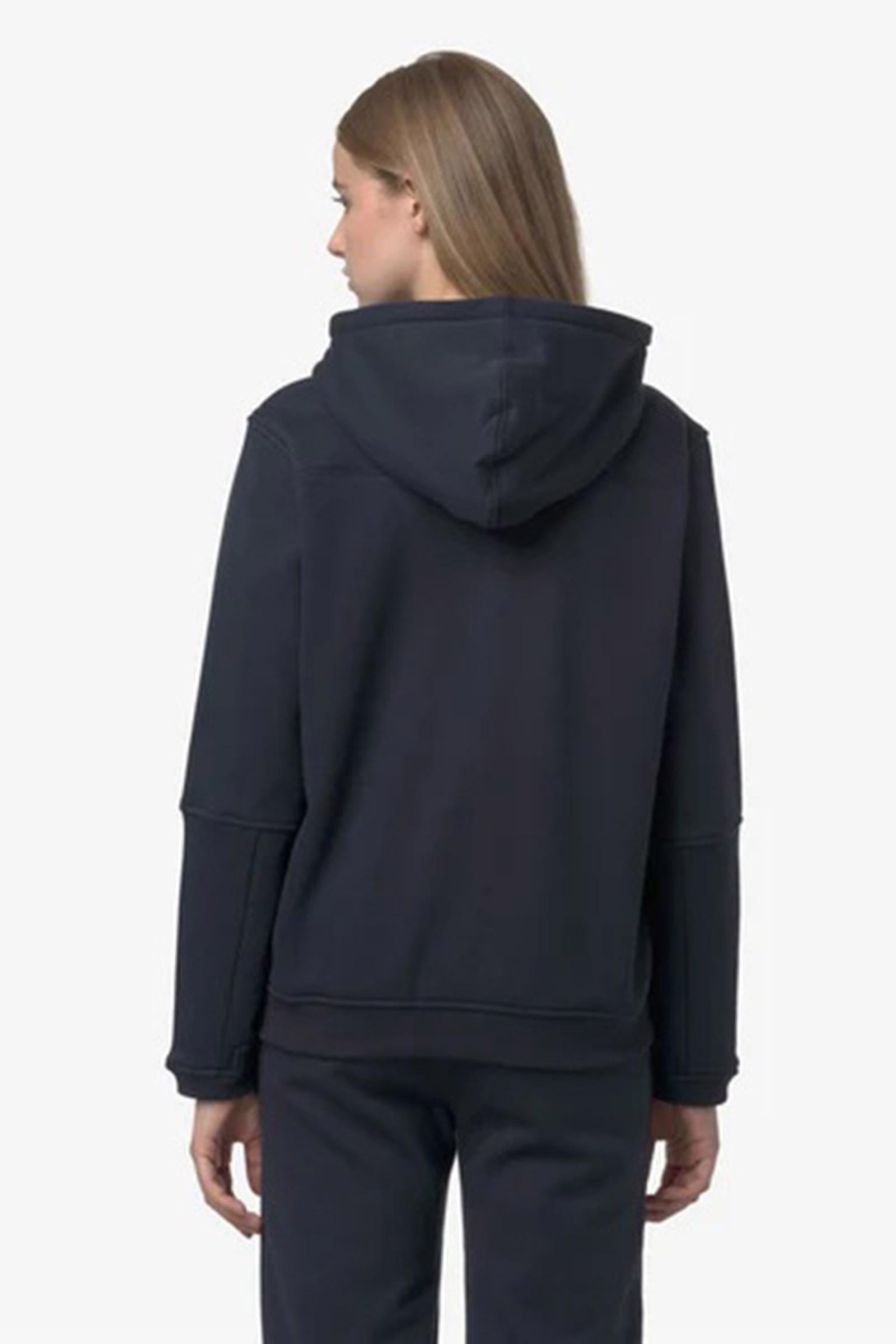 Felpa con cappuccio unisex blu con cerniera intera in pile per attività all'aperto