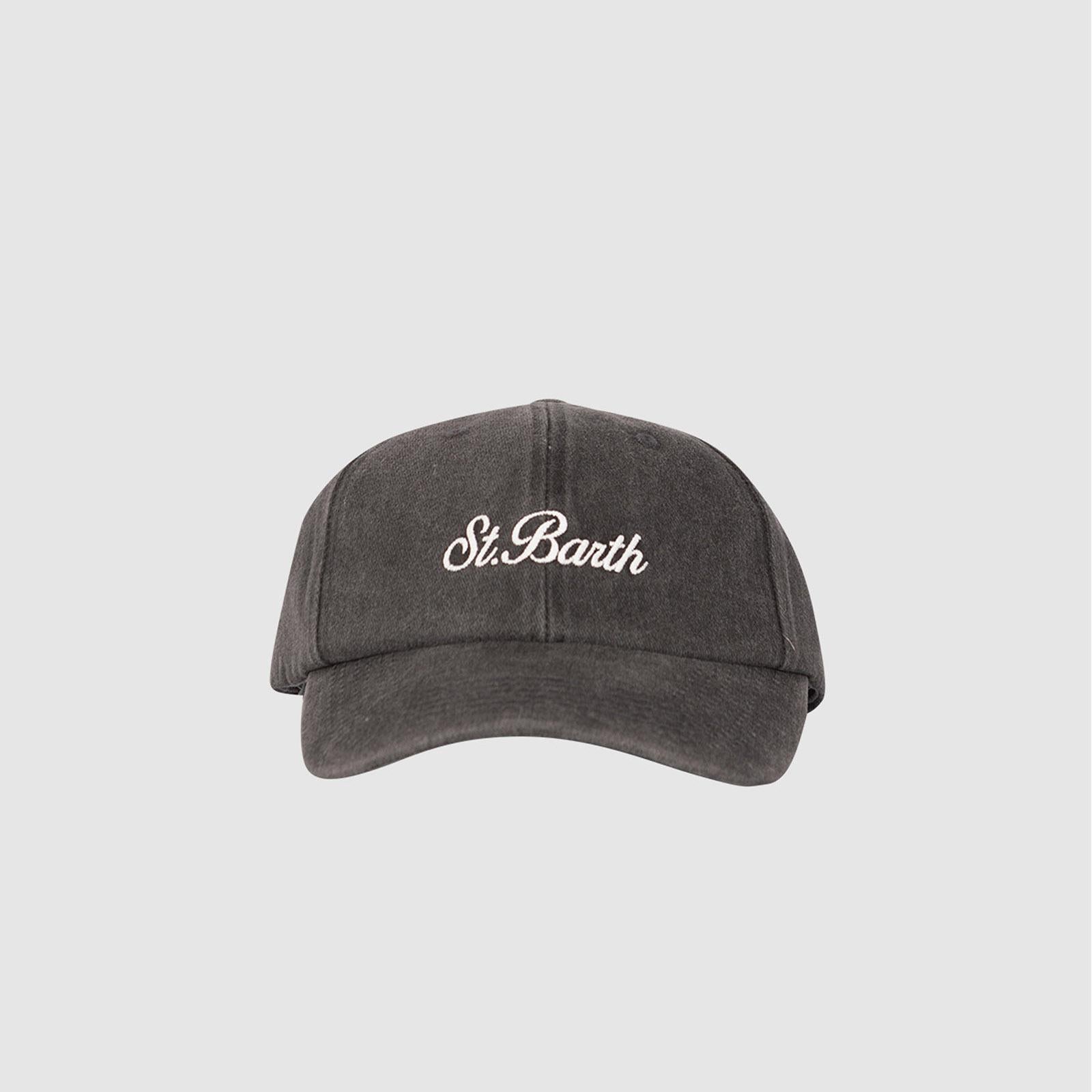 Cappellino Davis in denim nero con ricamo Saint Barth