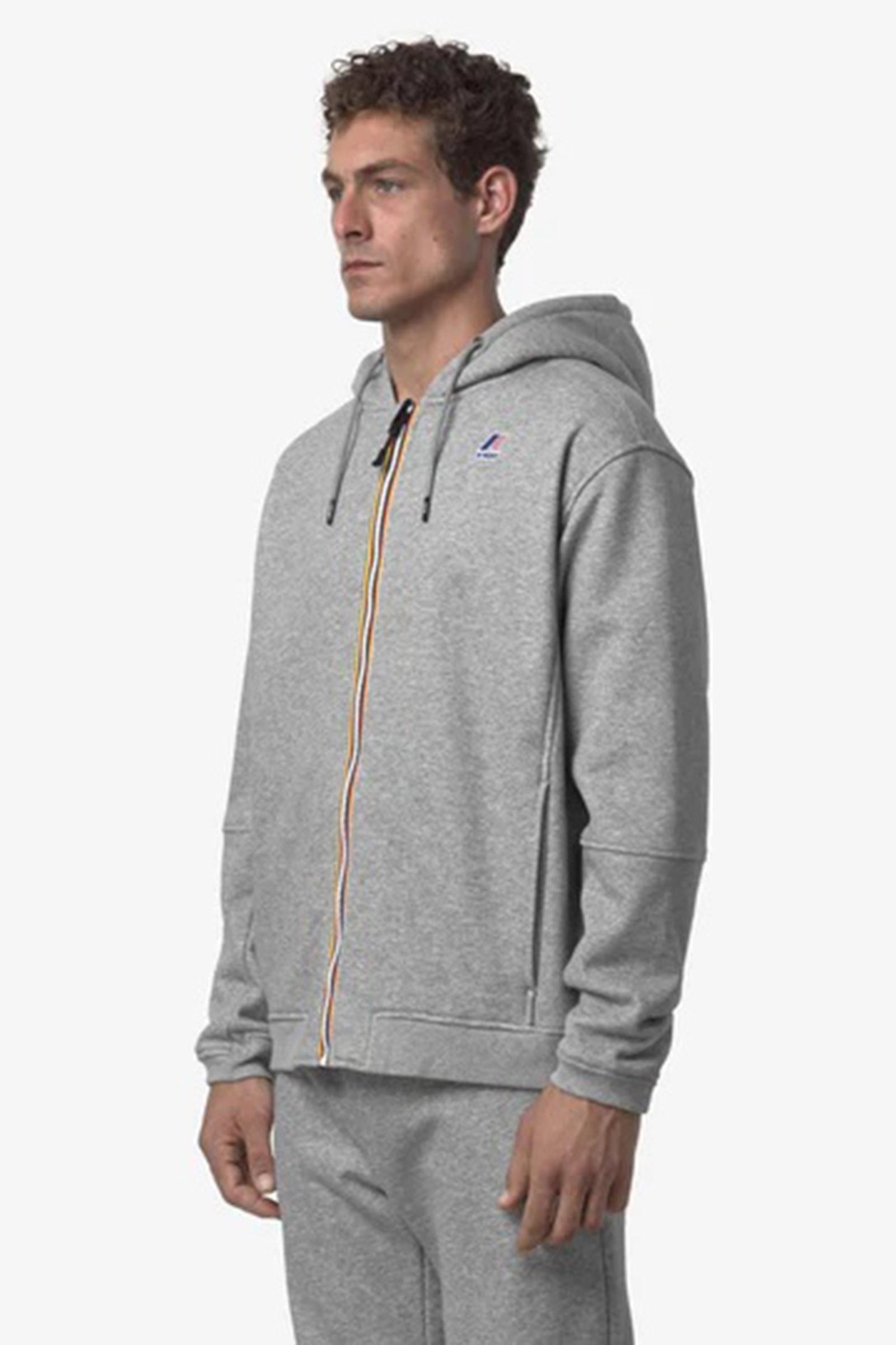 Felpa con cappuccio unisex blu con cerniera intera in pile per attività all'aperto