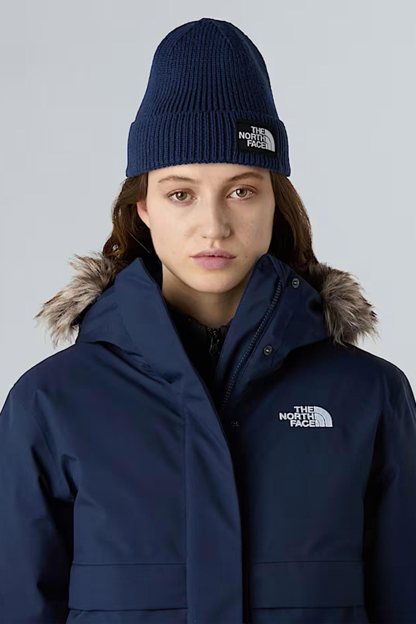 Berretto con risvolto e logo box TNF