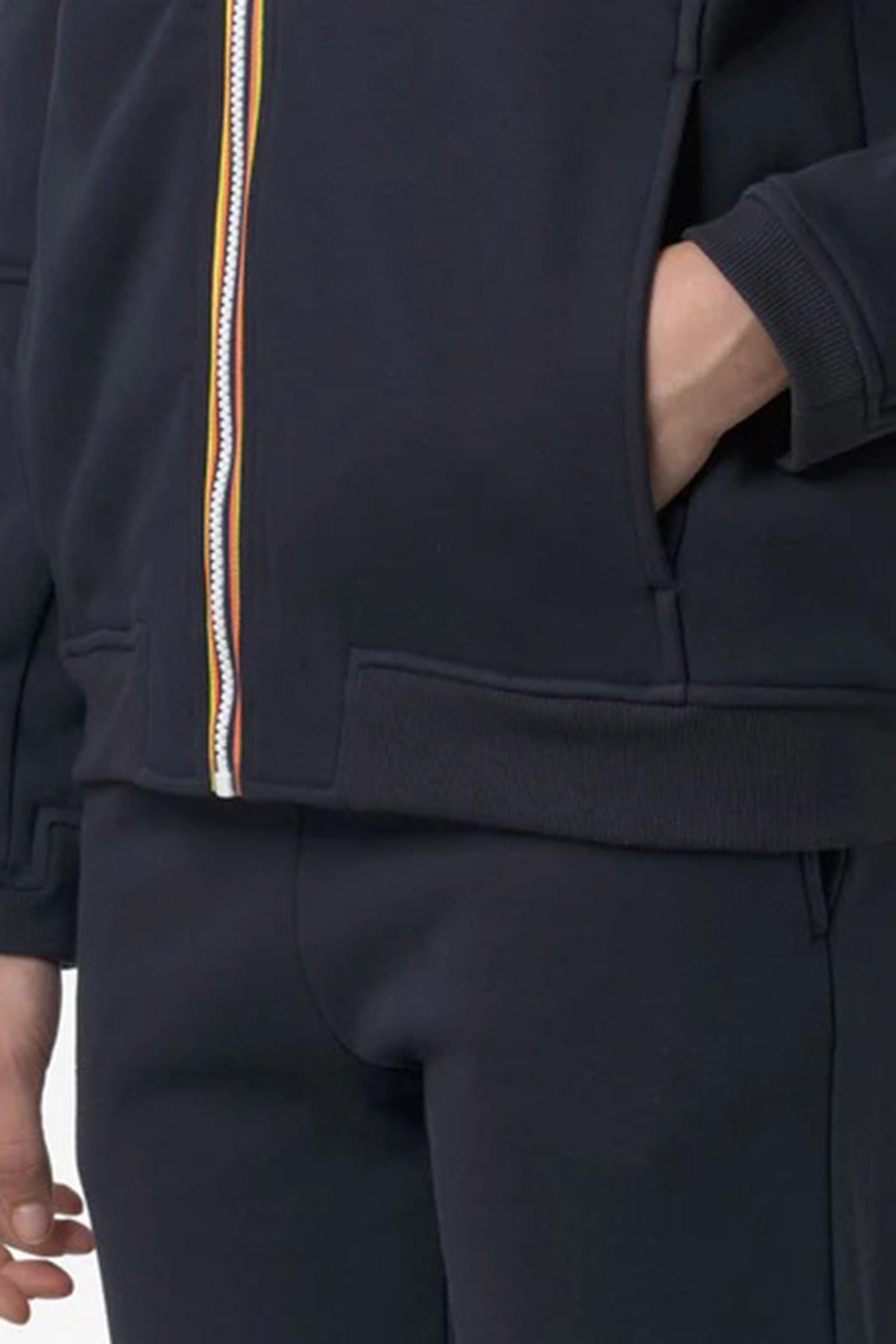 Felpa con cappuccio unisex blu con cerniera intera in pile per attività all'aperto