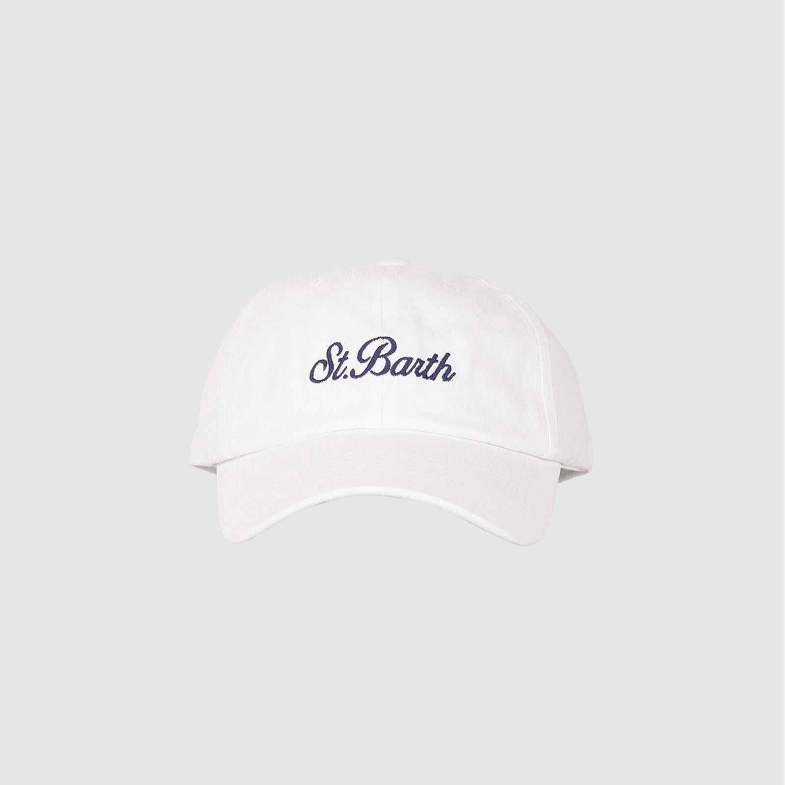 Cappellino Davis in denim bianco con ricamo Saint Barth