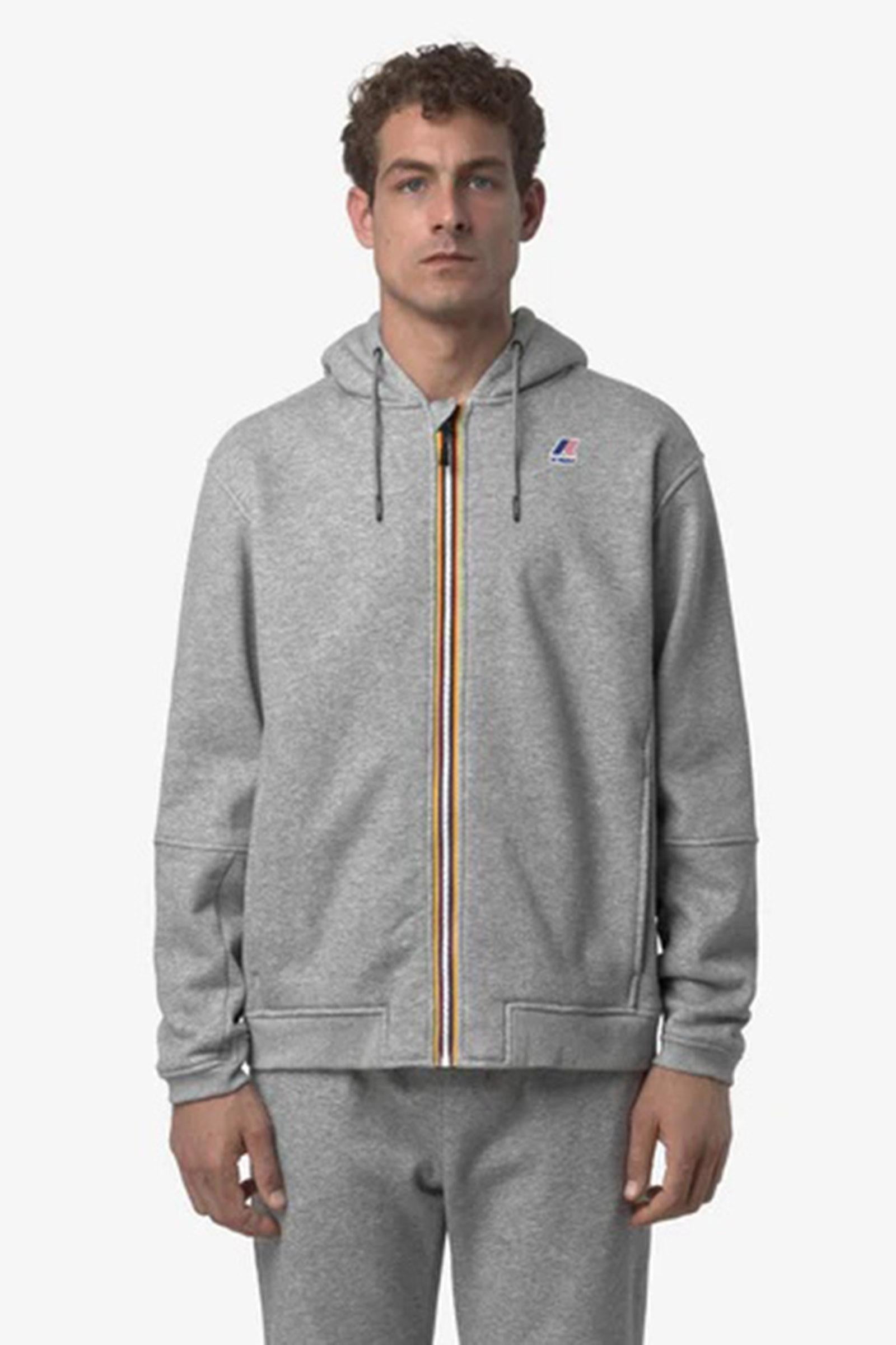 Felpa con cappuccio unisex blu con cerniera intera in pile per attività all'aperto