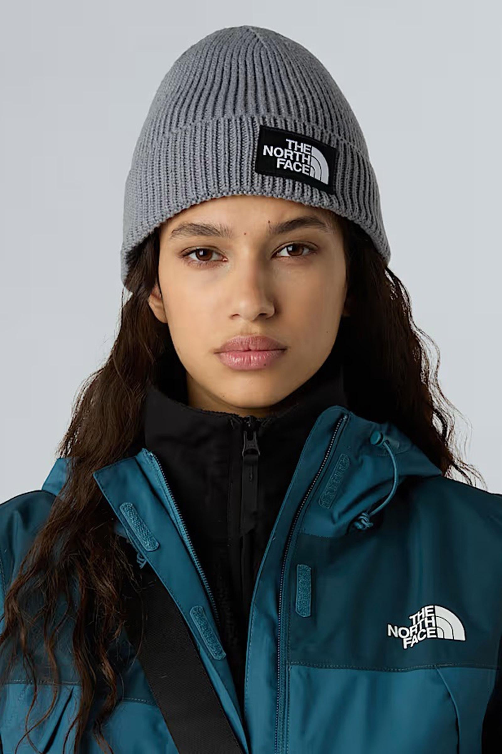 Berretto con risvolto e logo box TNF