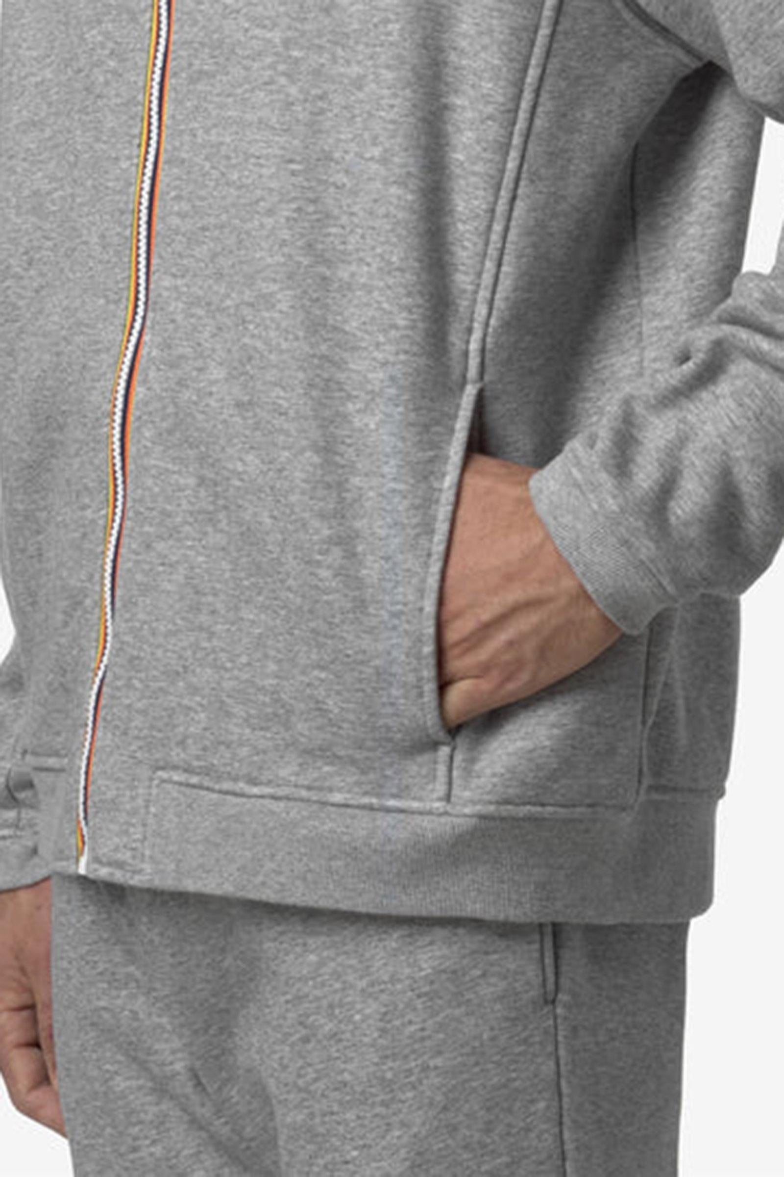 Felpa con cappuccio unisex blu con cerniera intera in pile per attività all'aperto
