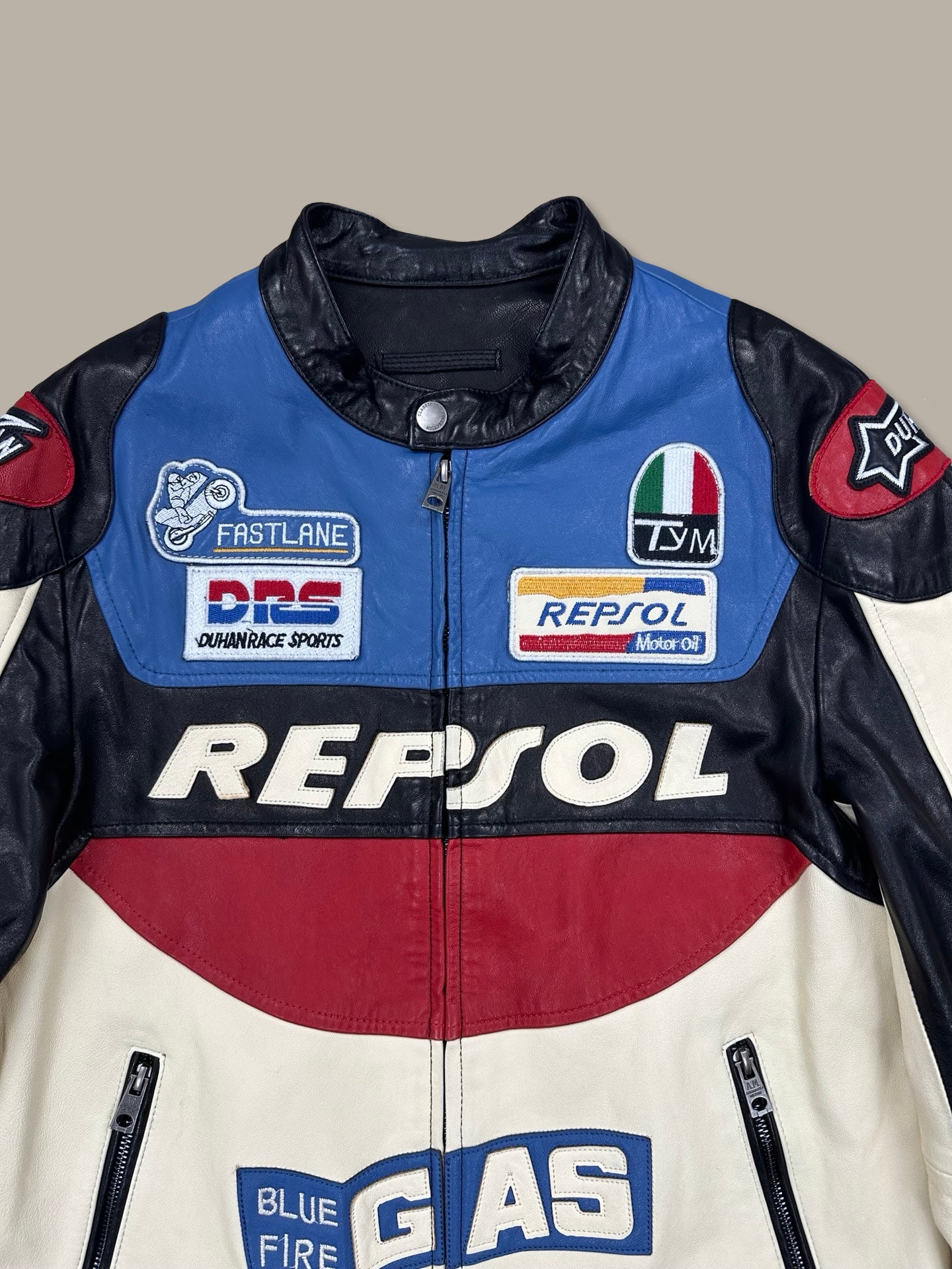 Repsol Racing Leather Jacket Sponsor Bianco M
