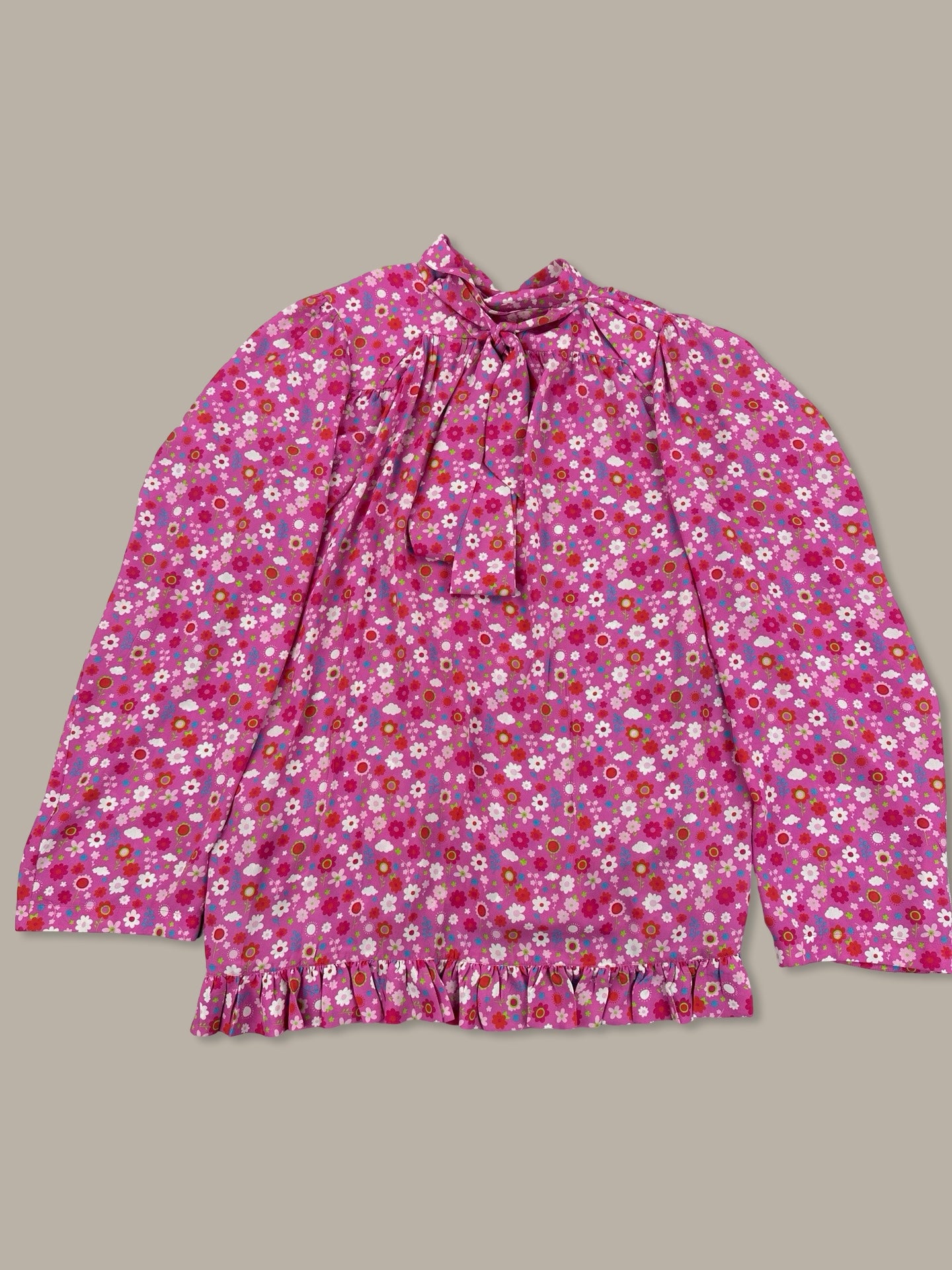 Balenciaga Top Floral Print con Fiocco FW 21 Rosa XS