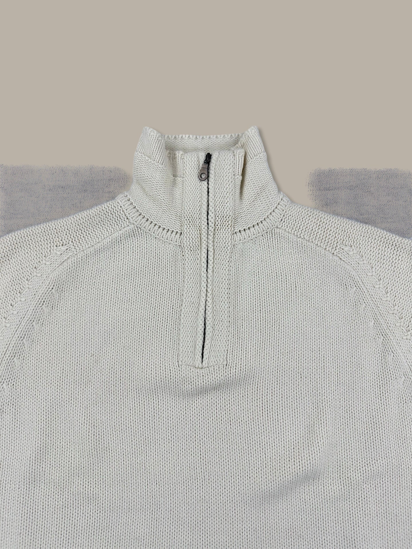 Prada 1/4 Zip Jumper Red Tab Beige L