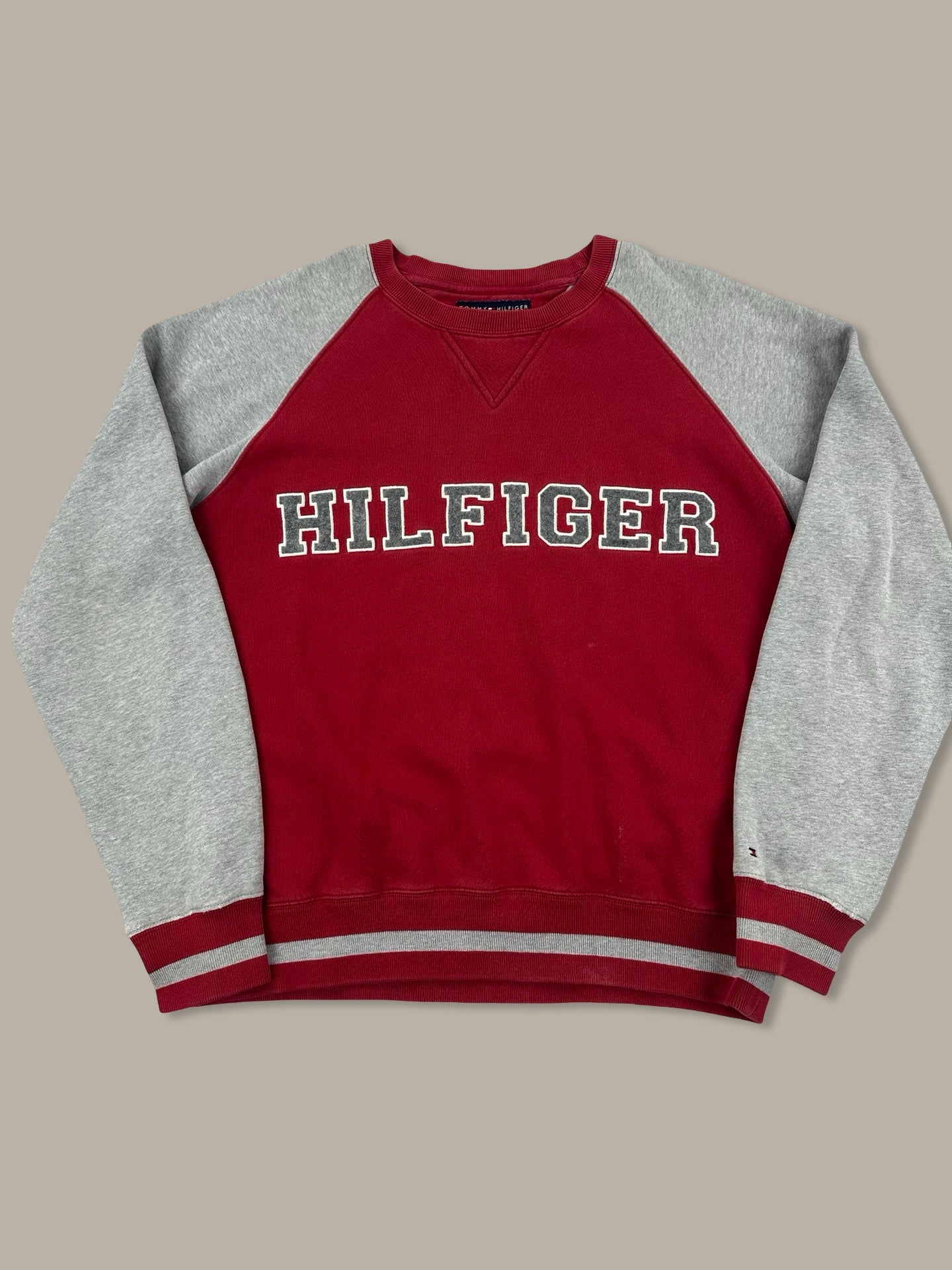 Tommy Hilfiger Vintage Big Logo Crewneck Grigio Rosso M
