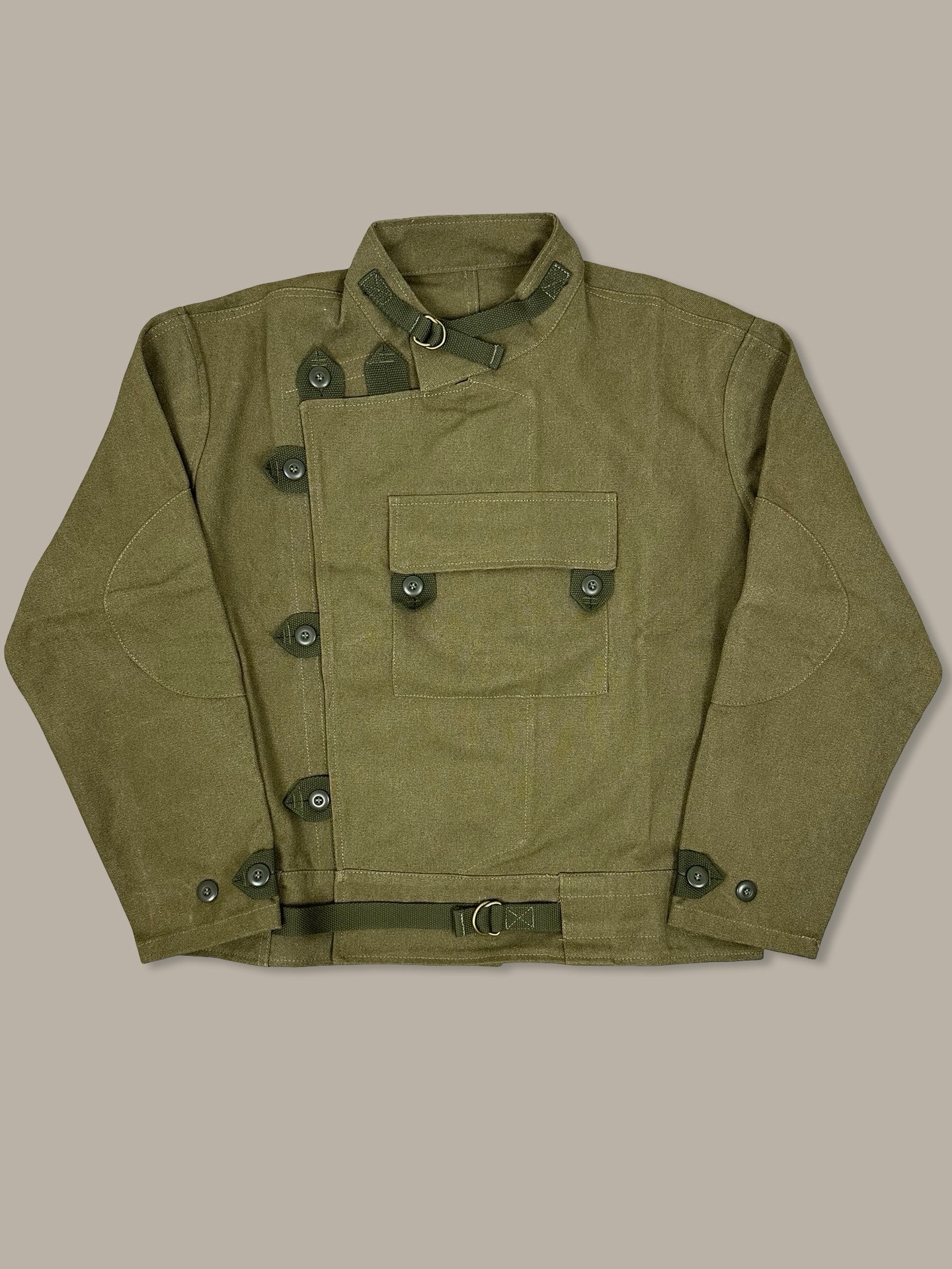 Vintage Jacket Swedish Motorcycle Army Verde Kakhi L