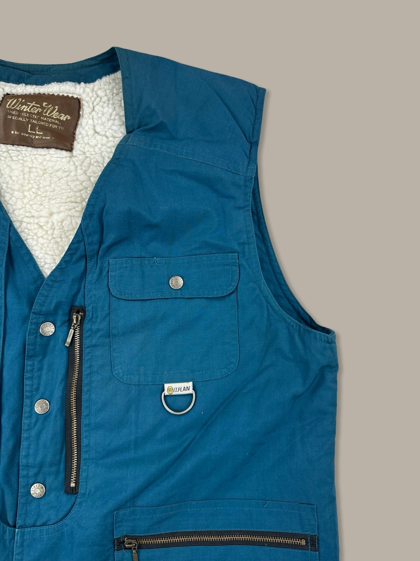 Winter Wear Gilet Utility Imbottito Teal con Sherpa Blue M