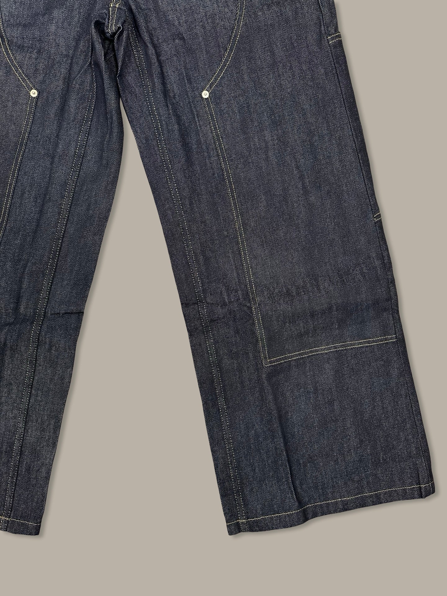 Raw Denim Double Knee Jeans 13oz Blue Navy