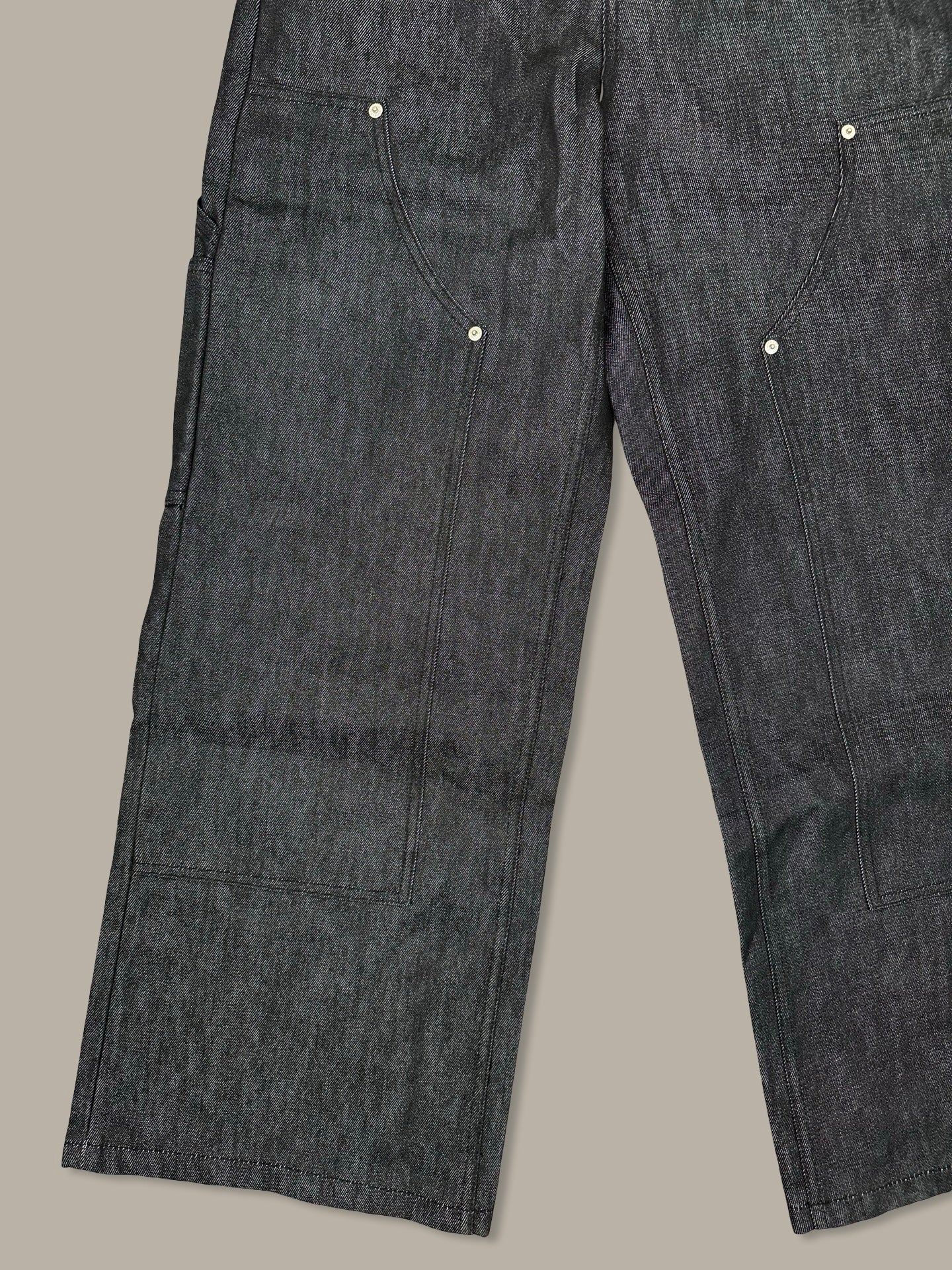 Raw Denim Double Knee Jeans 13oz Nero