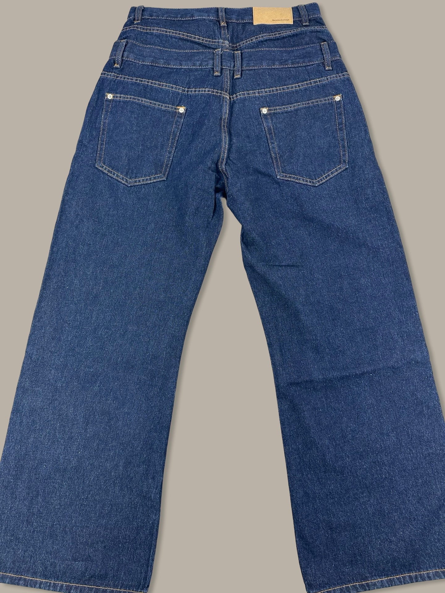 Carpenter Double Waist Denim Pants Blue L