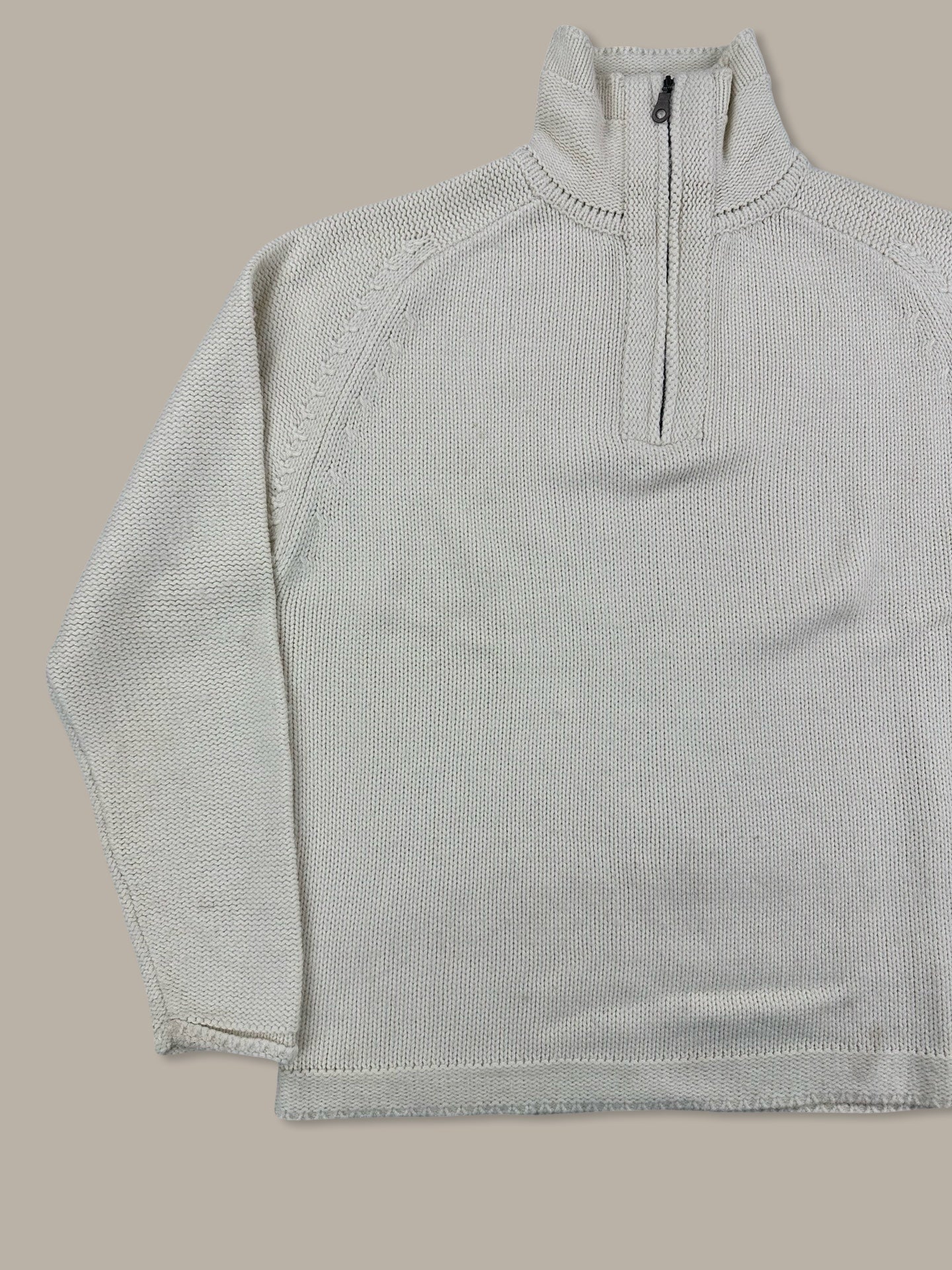 Prada 1/4 Zip Jumper Red Tab Beige L