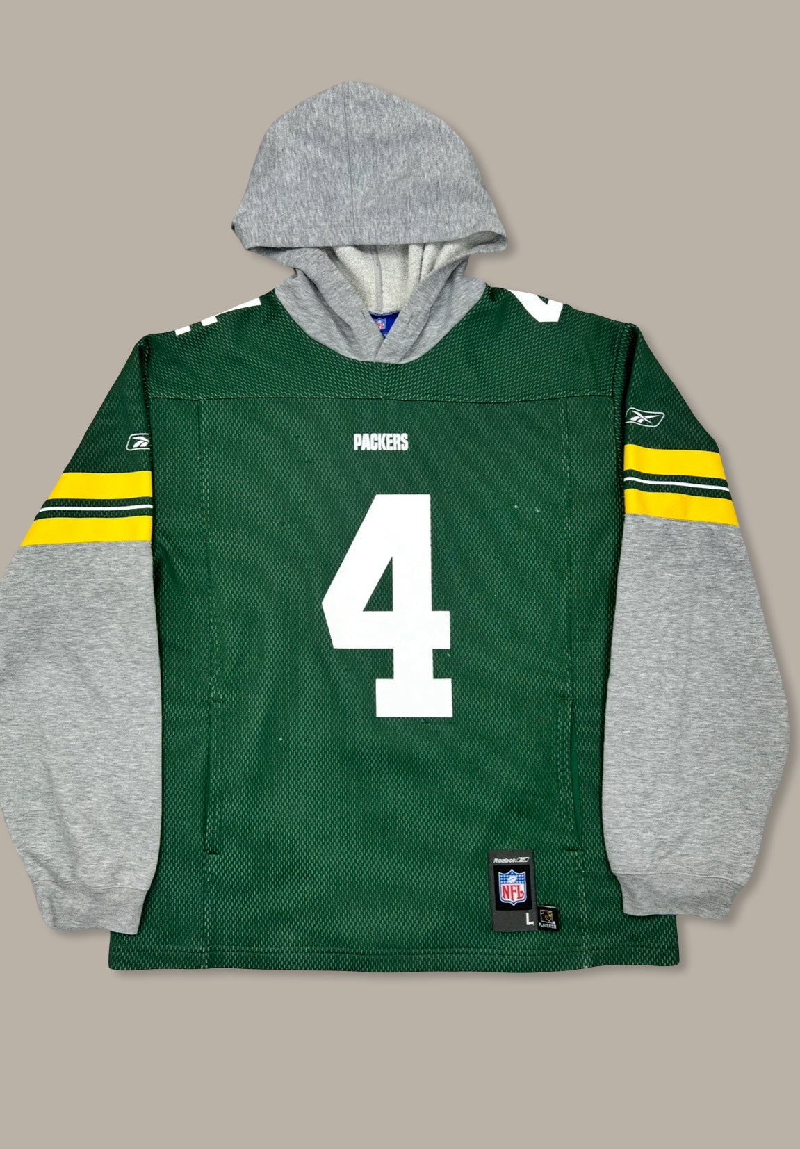 NFL Favre “4” Packers Hooded Jersey Verde L