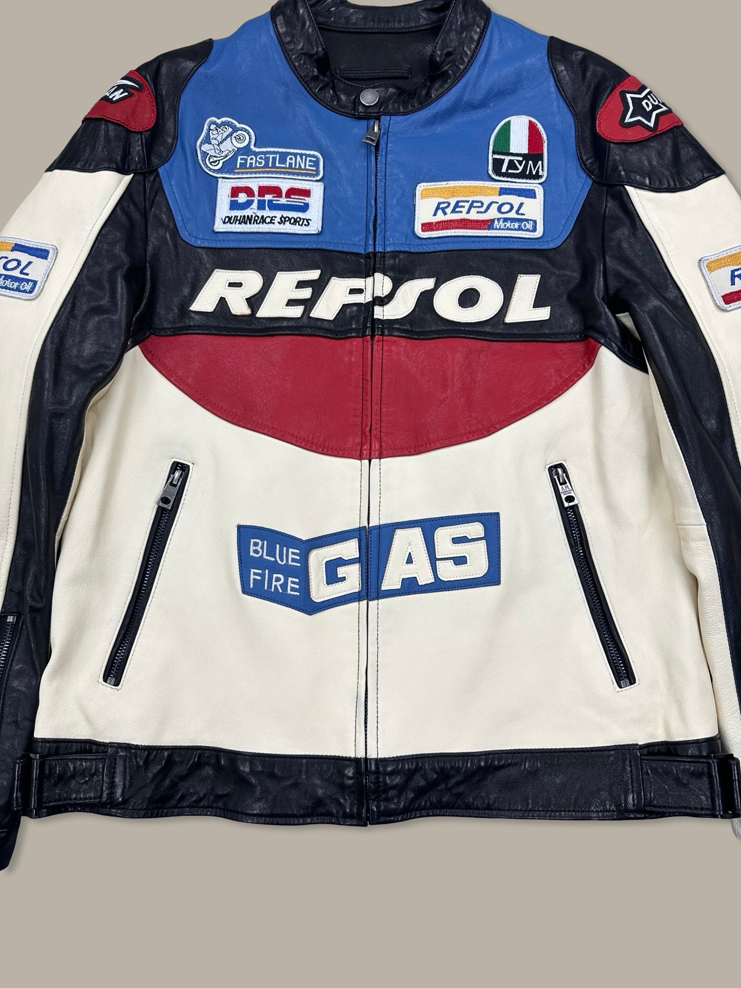 Repsol Racing Leather Jacket Sponsor Bianco M