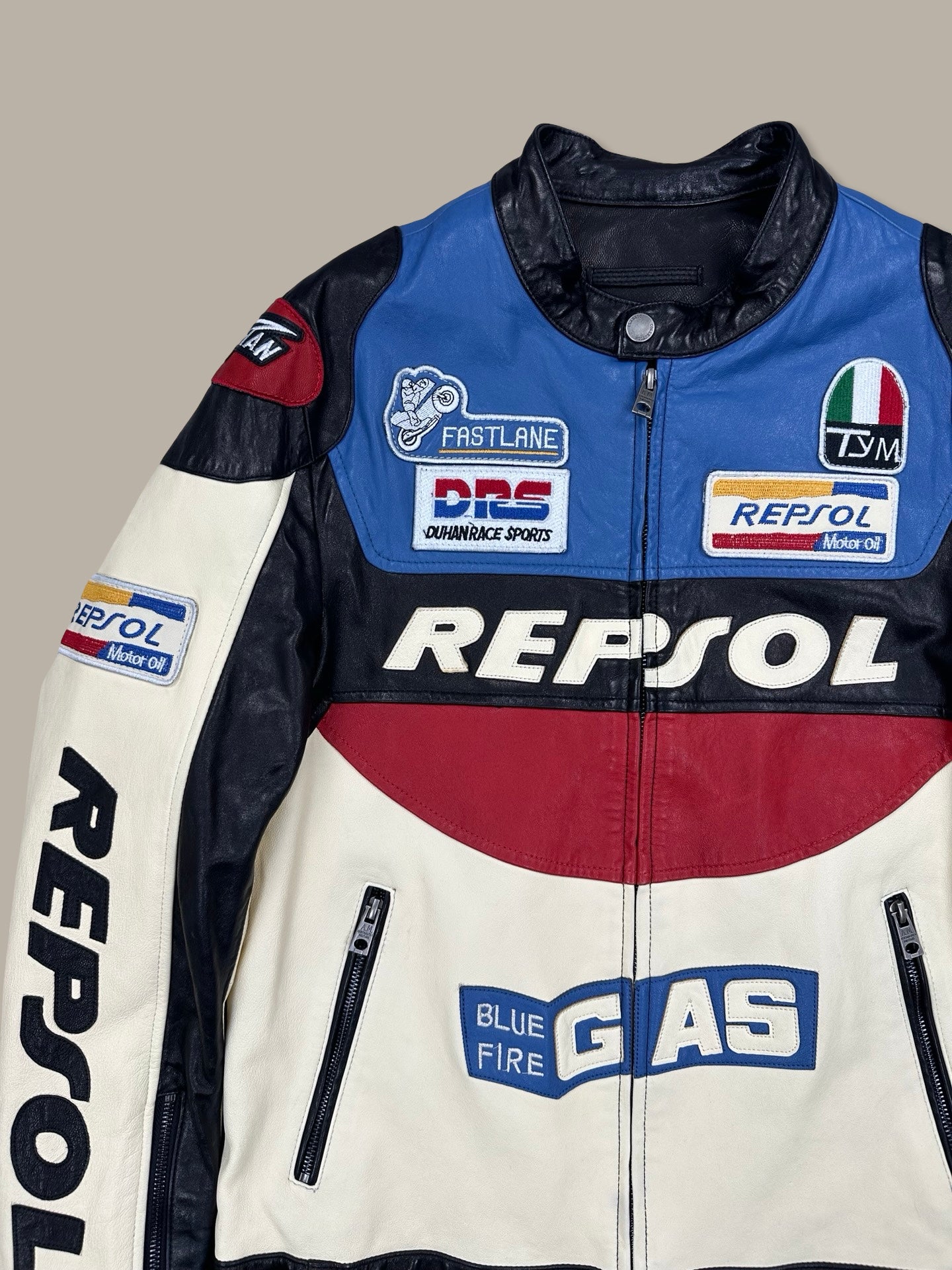 Repsol Racing Leather Jacket Sponsor Bianco M