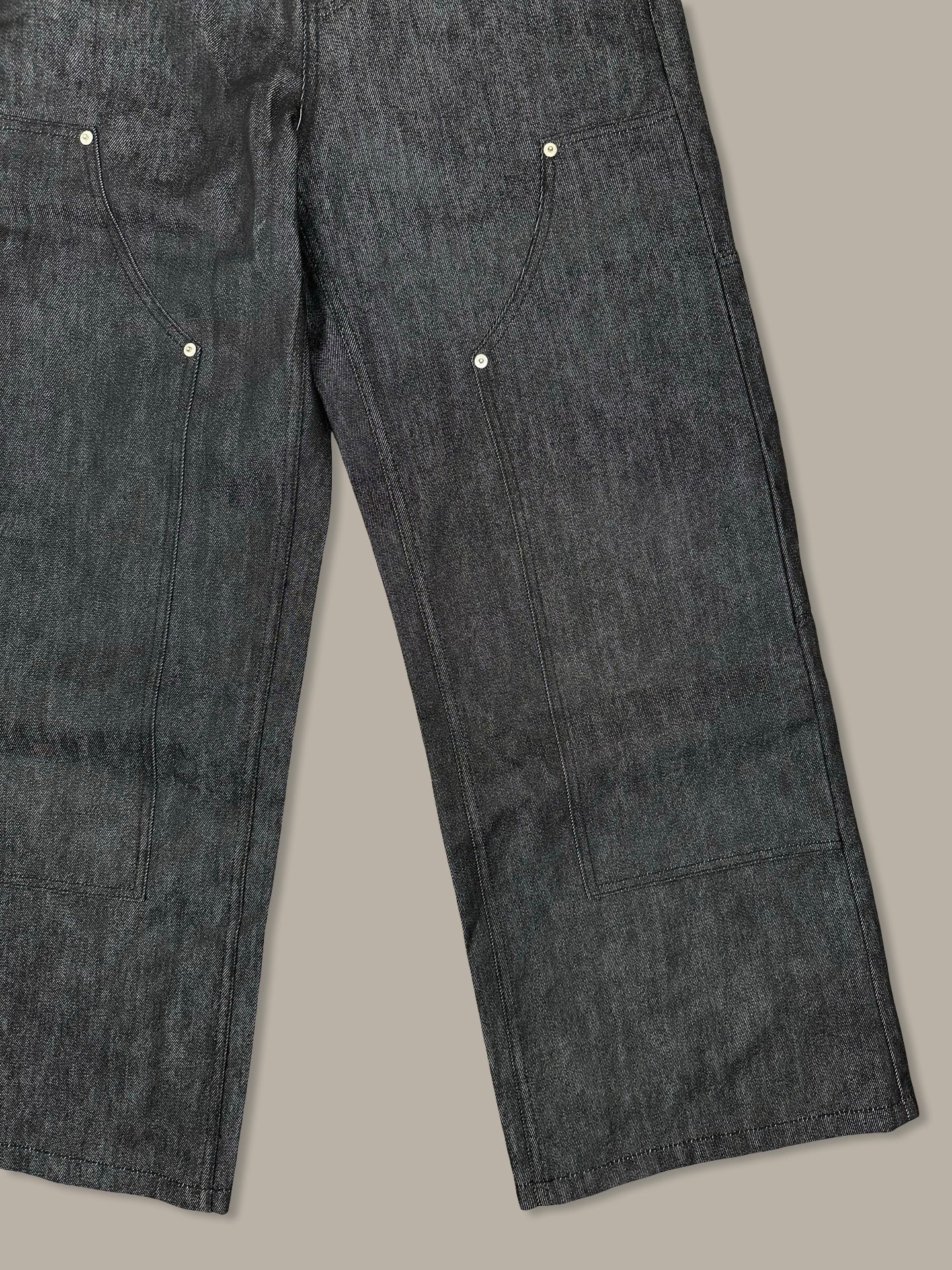 Raw Denim Double Knee Jeans 13oz Nero