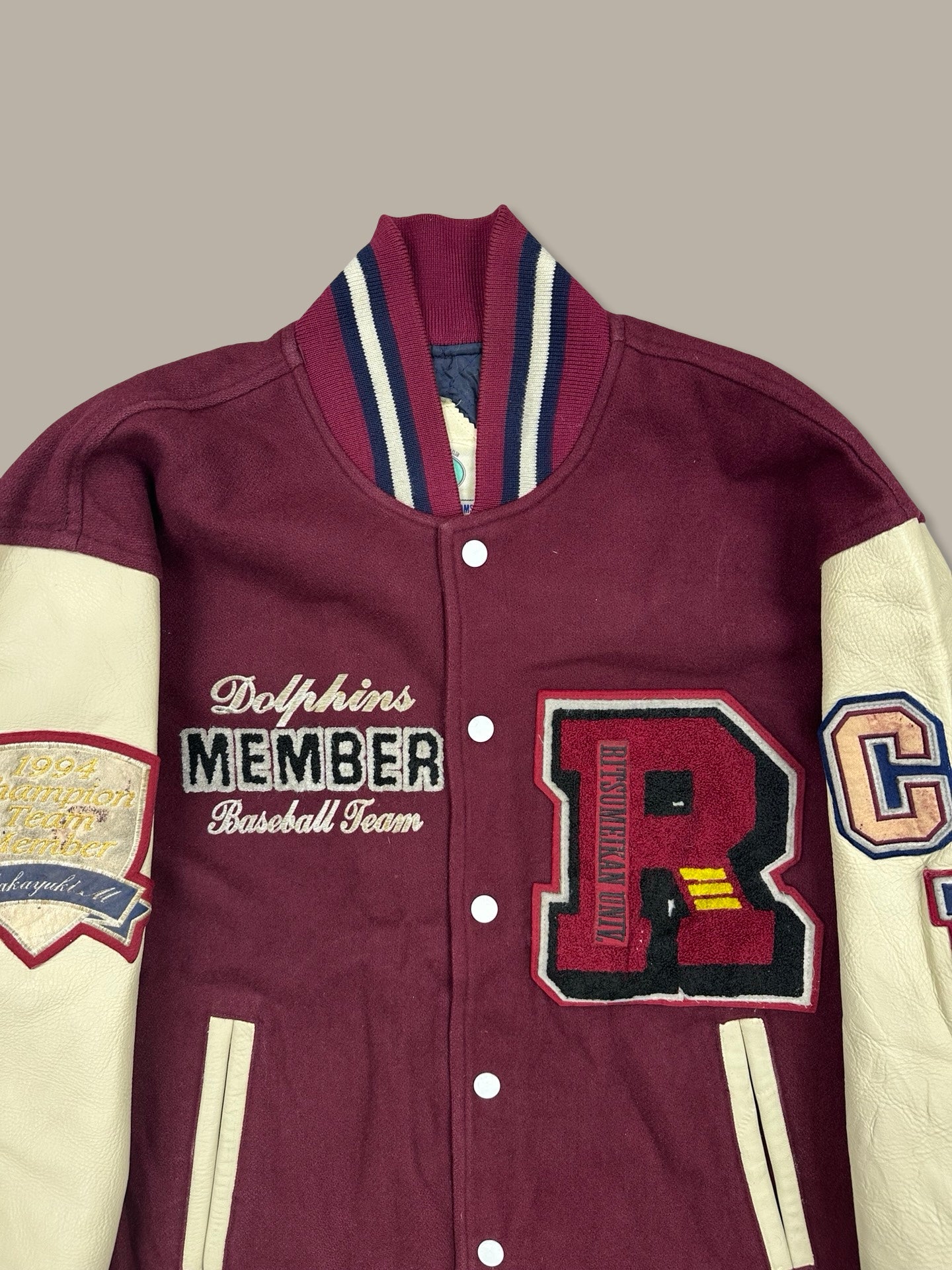 Dolphins Basket Japan Varsity Jacket Vintage Bordeaux L