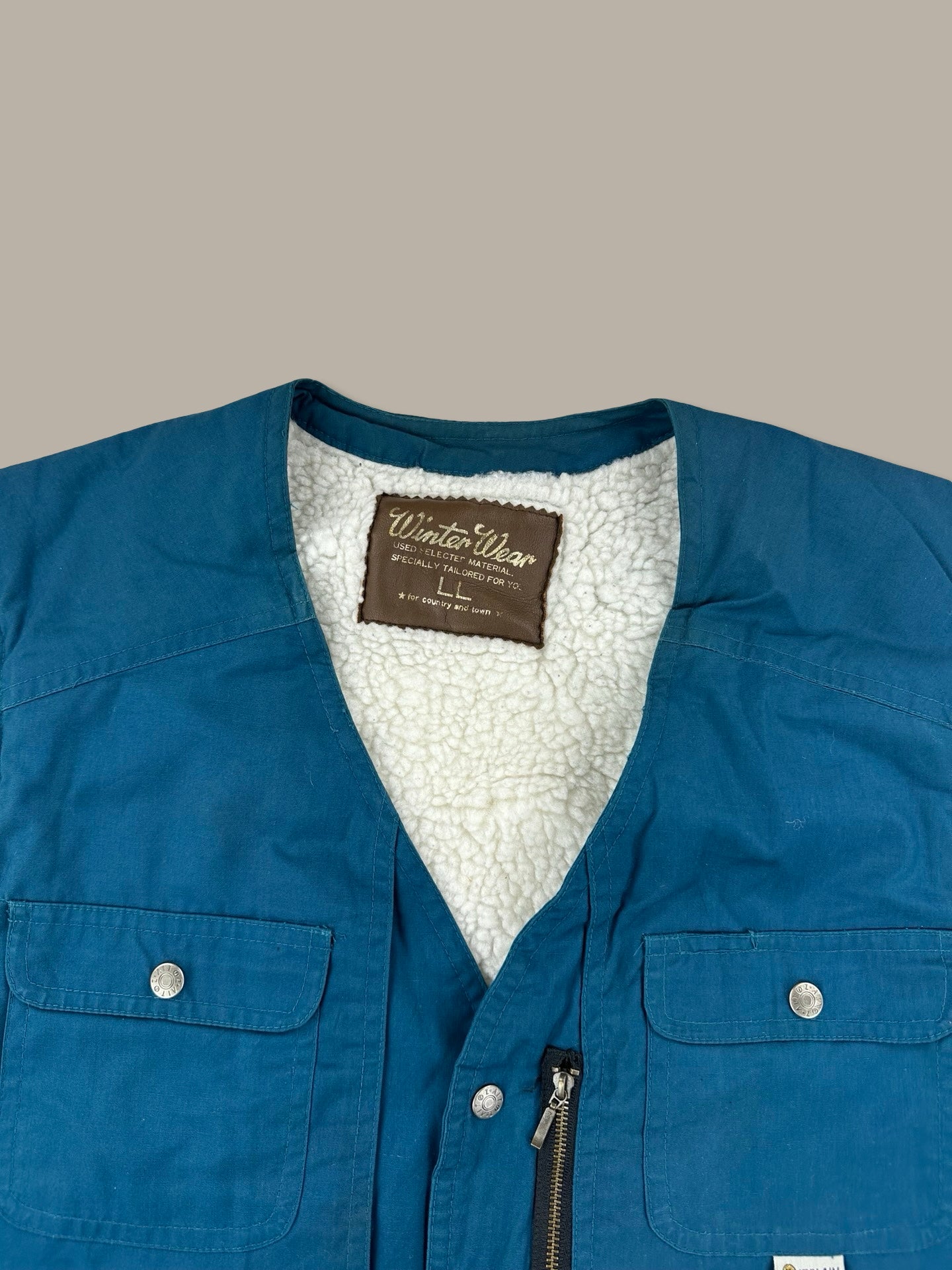 Winter Wear Gilet Utility Imbottito Teal con Sherpa Blue M