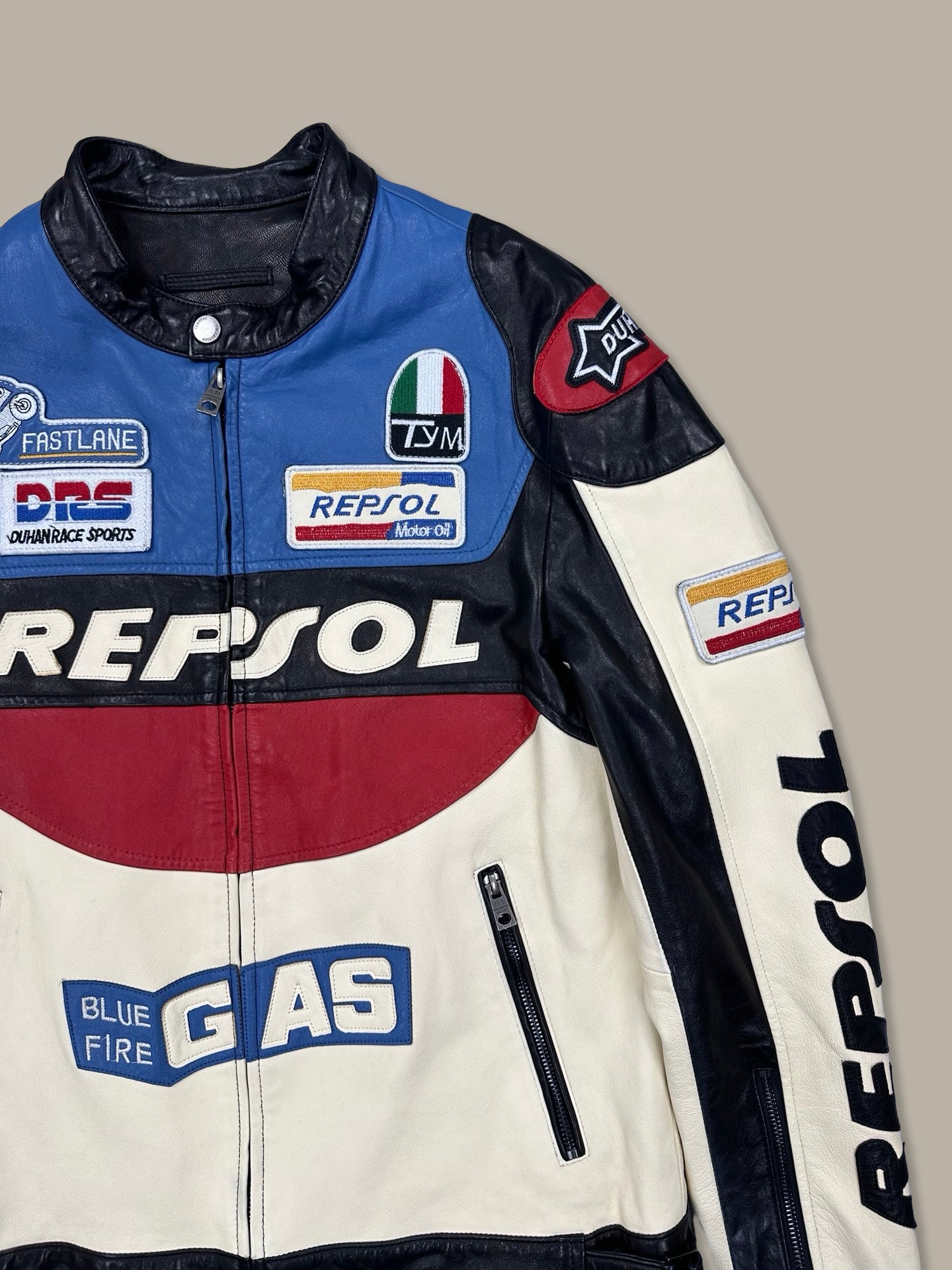 Repsol Racing Leather Jacket Sponsor Bianco M