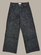 Raw Denim Double Knee Jeans 13oz Nero