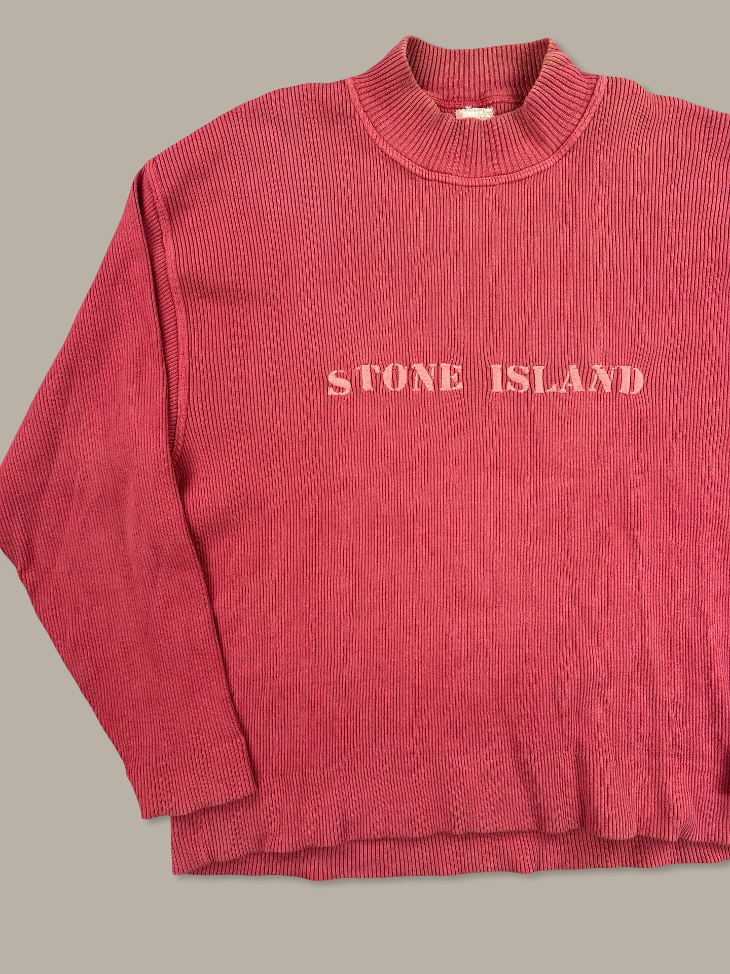 Stone Island Vintage Ribbed Cotton Sweatshirt Felpa Rosso L