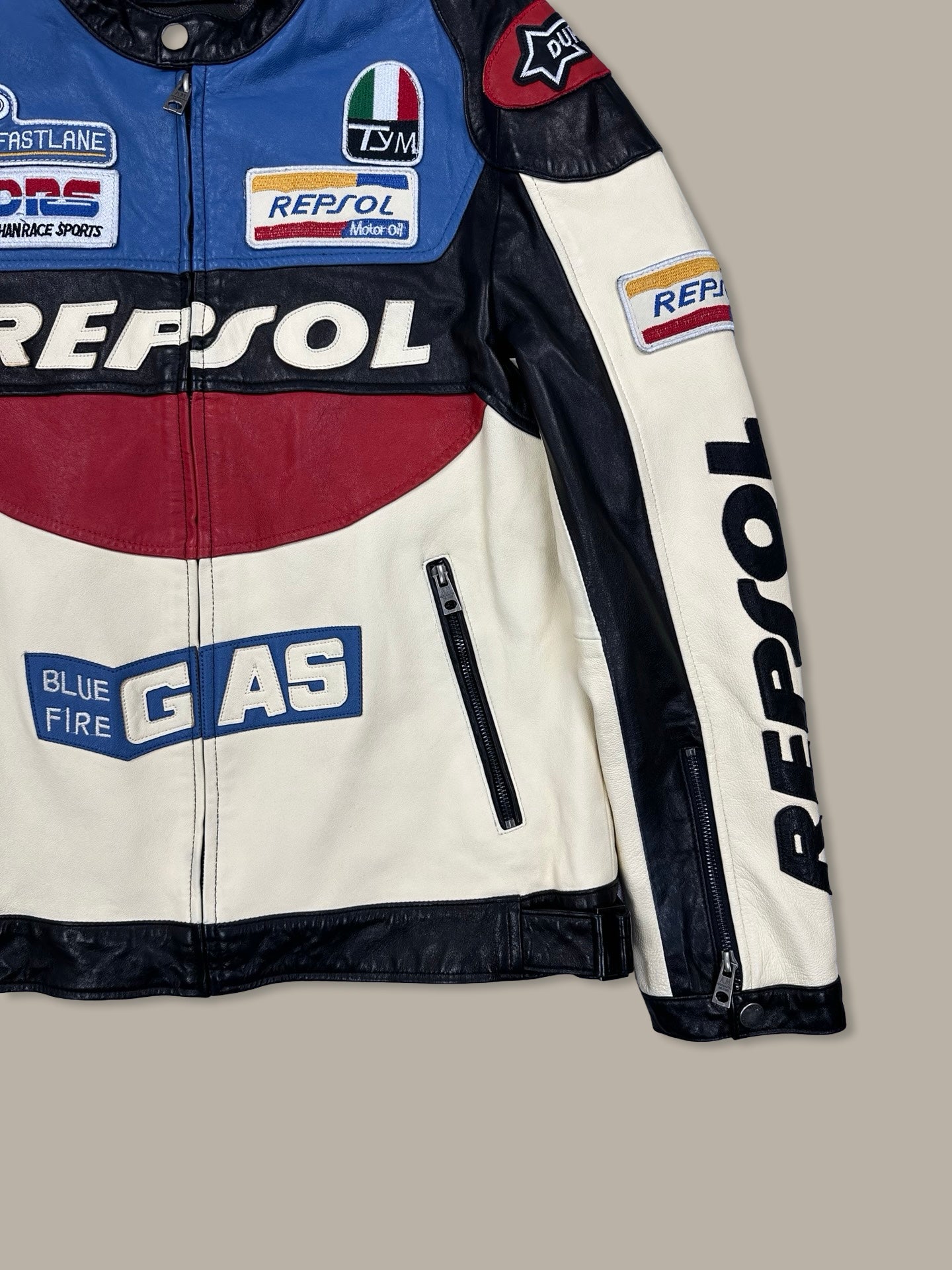 Repsol Racing Leather Jacket Sponsor Bianco M