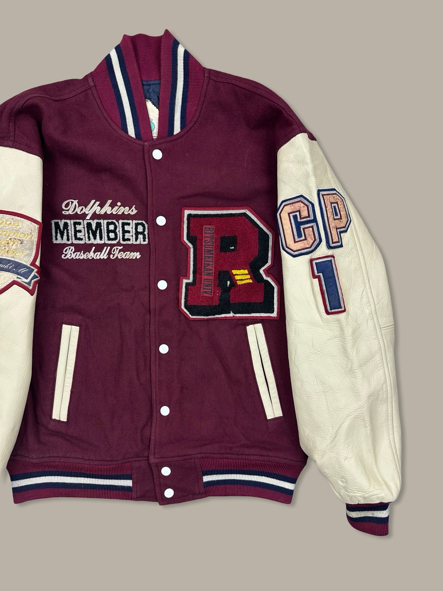Dolphins Basket Japan Varsity Jacket Vintage Bordeaux L