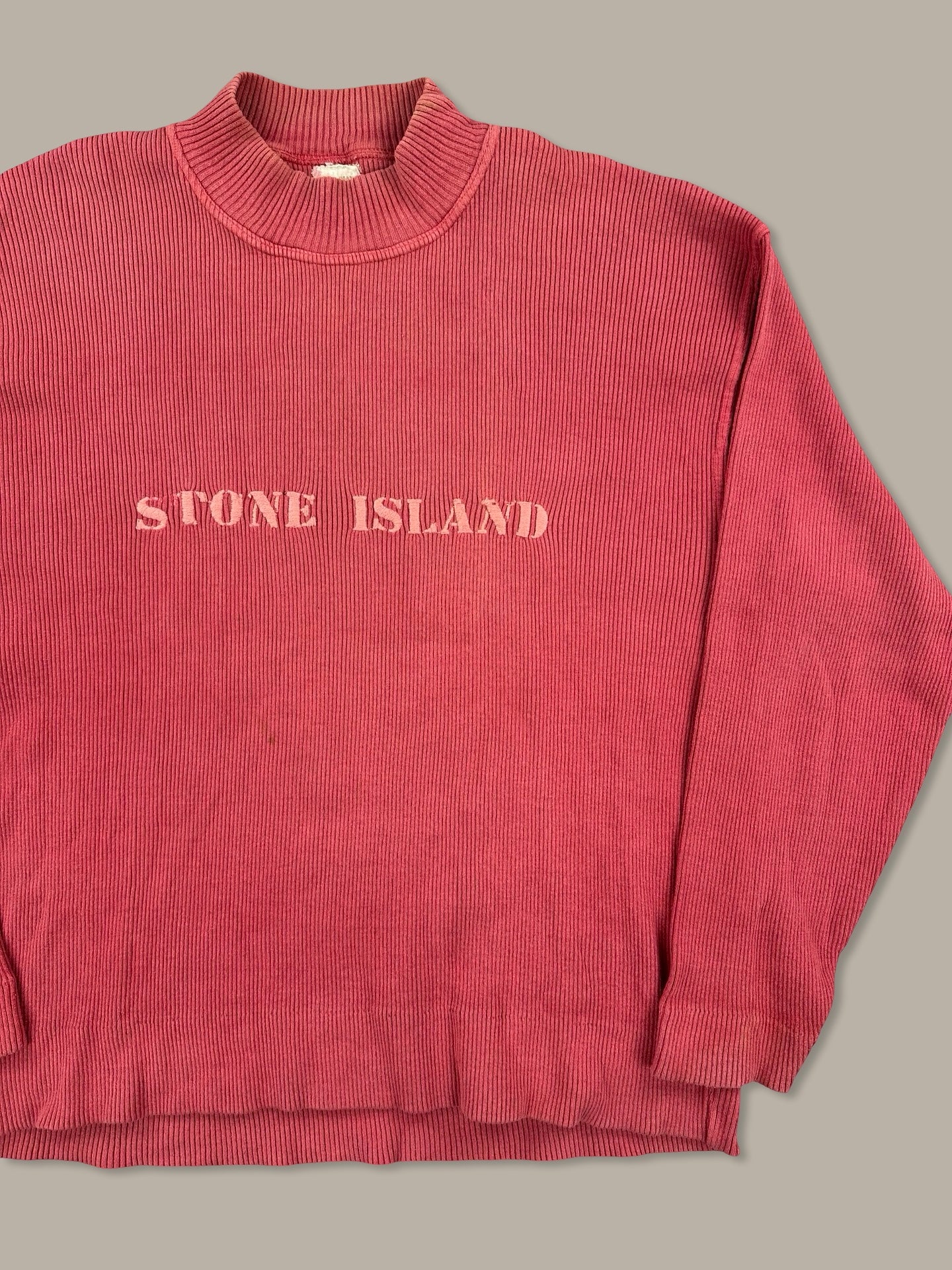 Stone Island Vintage Ribbed Cotton Sweatshirt Felpa Rosso L