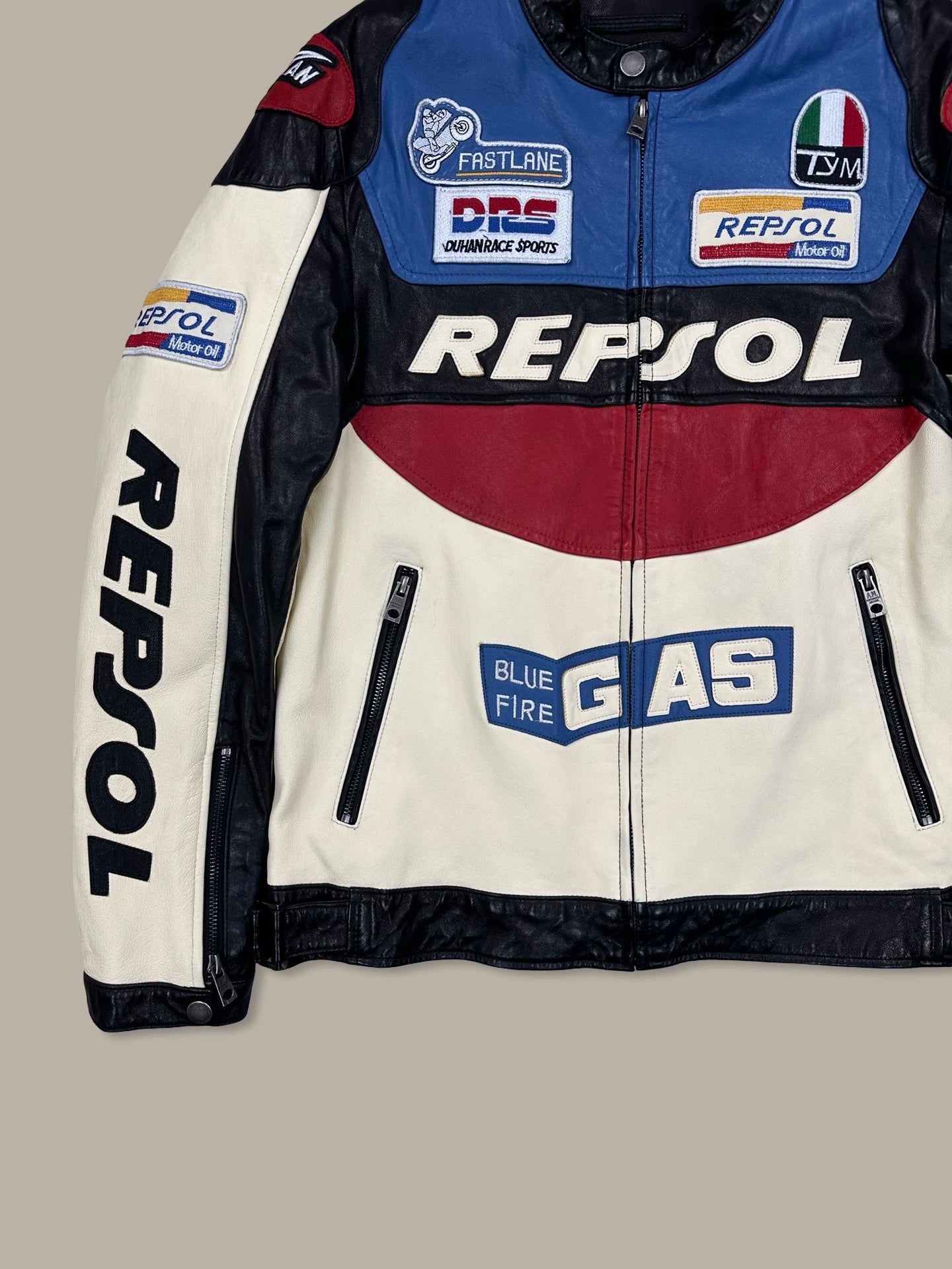 Repsol Racing Leather Jacket Sponsor Bianco M