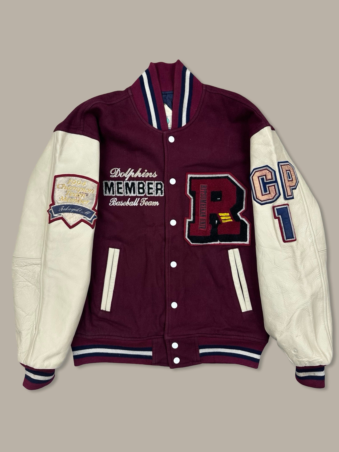 Dolphins Basket Japan Varsity Jacket Vintage Bordeaux L