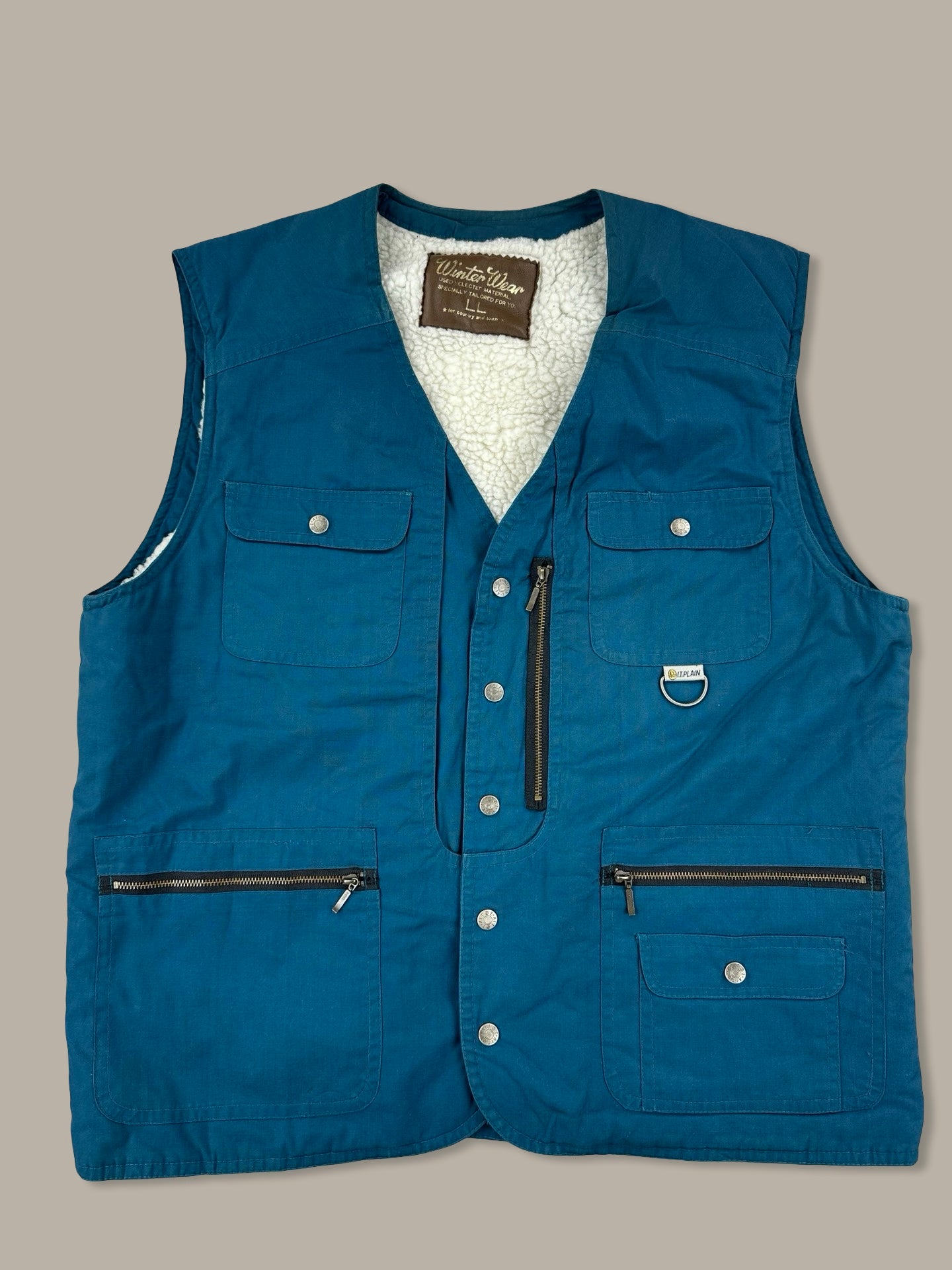 Winter Wear Gilet Utility Imbottito Teal con Sherpa Blue M