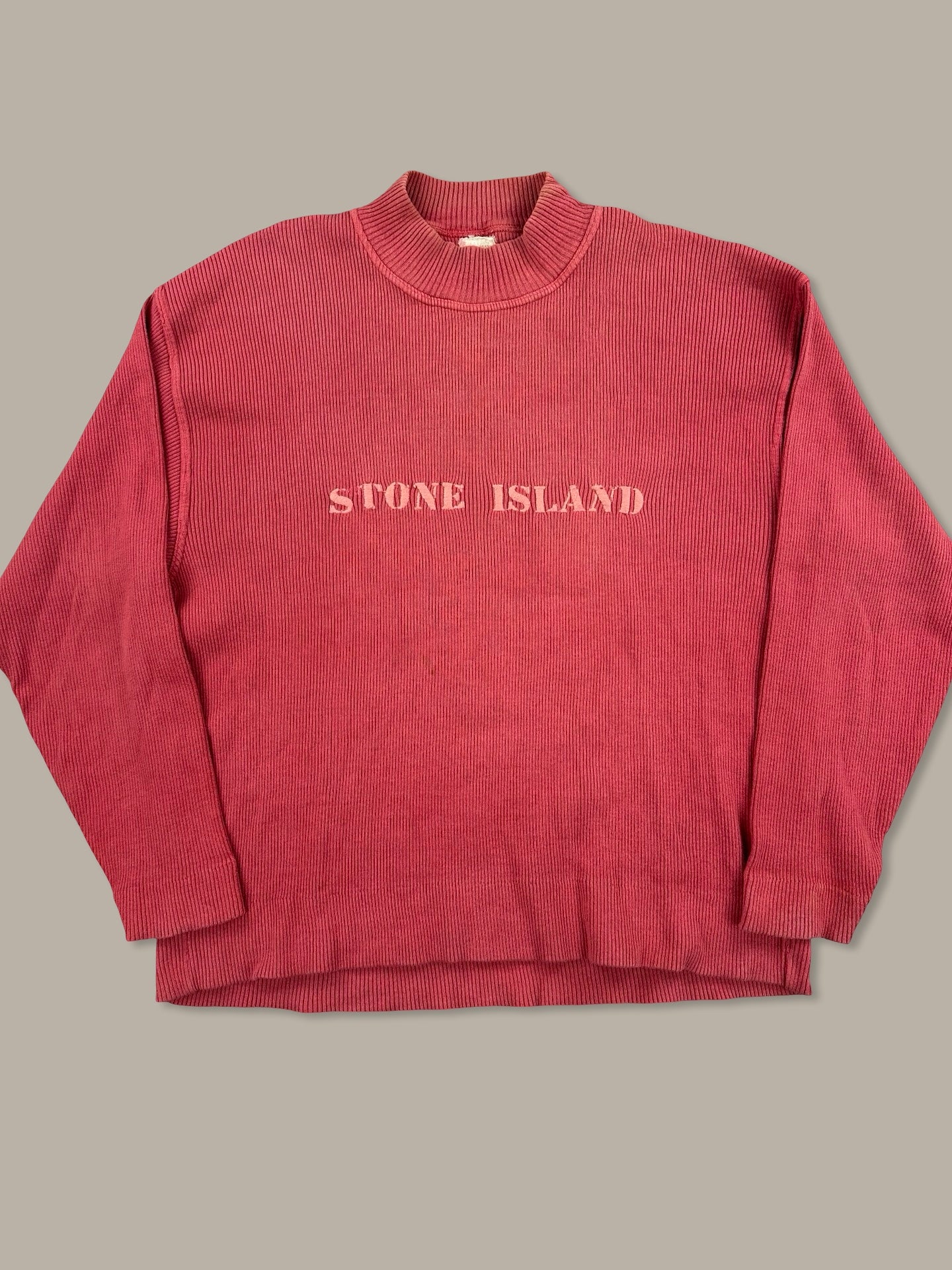 Stone Island Vintage Ribbed Cotton Sweatshirt Felpa Rosso L