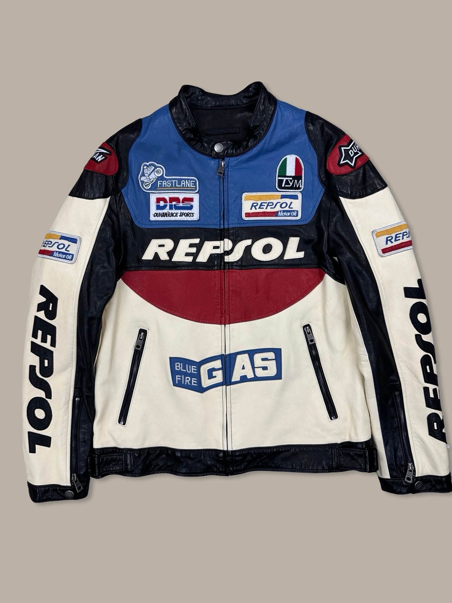 Repsol Racing Leather Jacket Sponsor Bianco M